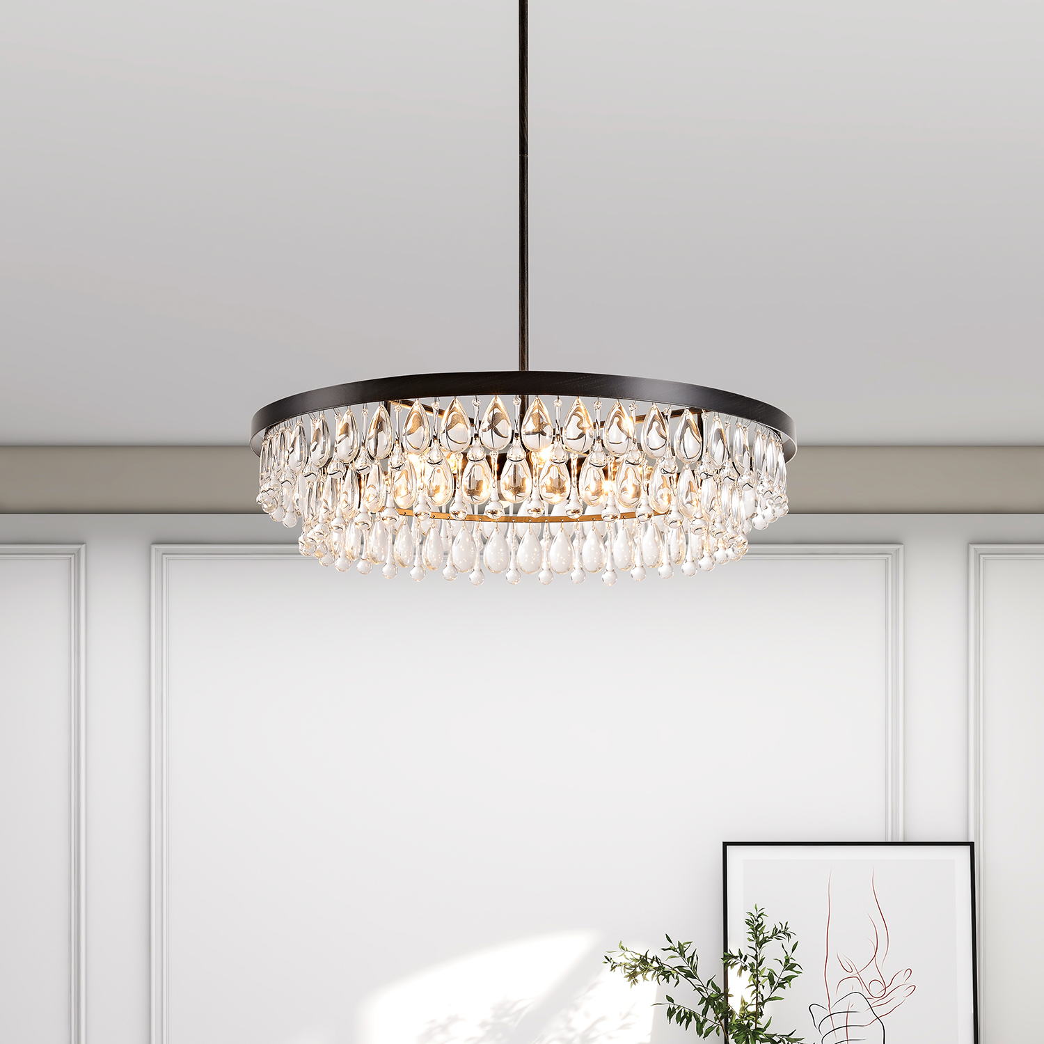 Viviana Antique Black Finish Crystal 6-light Chandelier LJ-0892-JWD