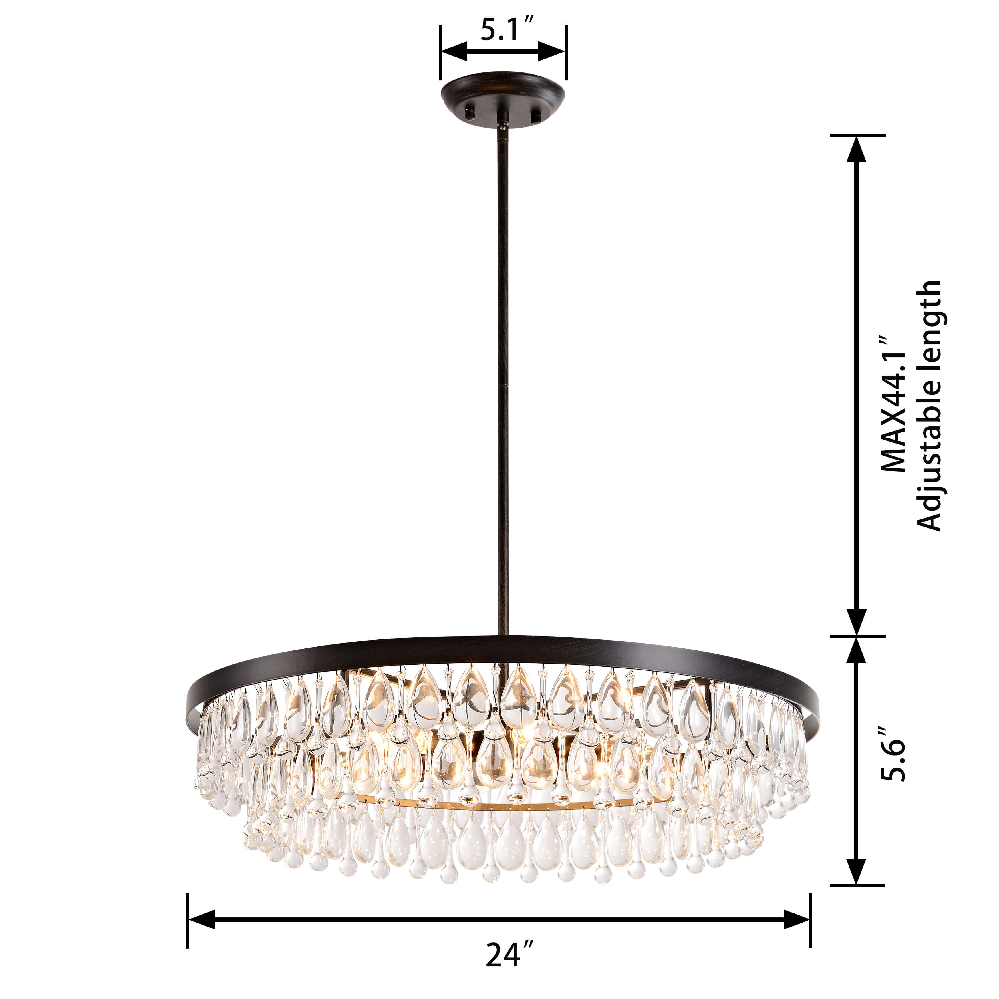 Viviana Antique Black Finish Crystal 6-light Chandelier LJ-0892-JWD