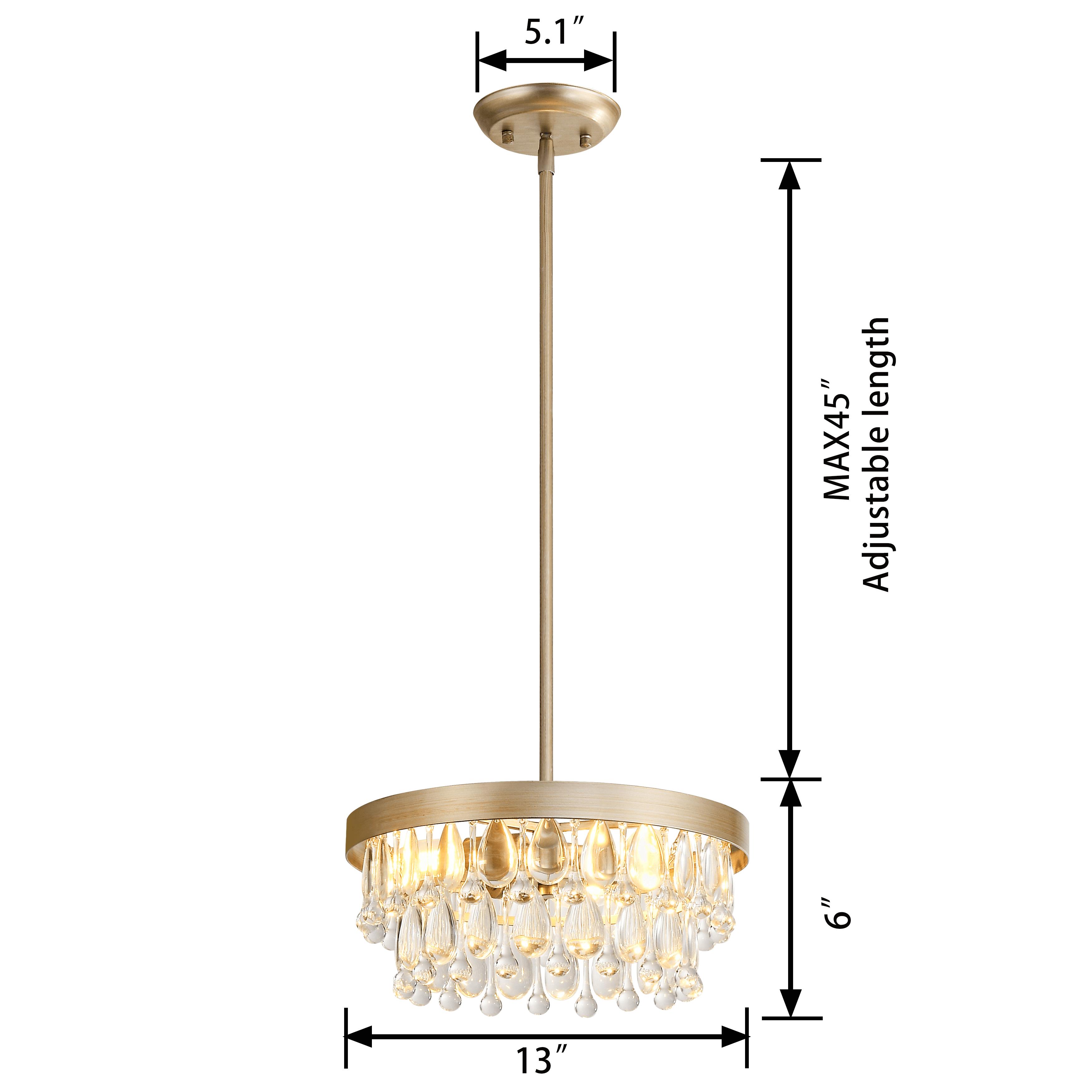 3-light 13" Crystal Teardrop Brushed Champagne Silver Chandelier LJ-1024-UFH