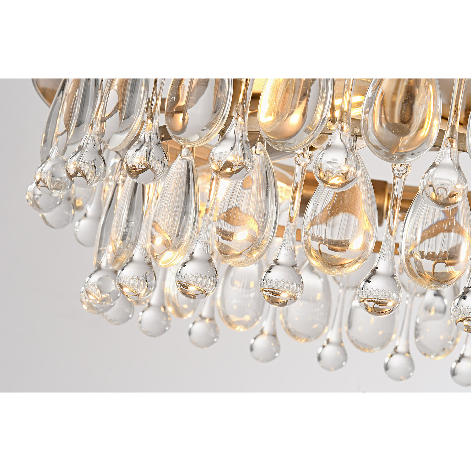 Viviana Brushed Champagne Silver Crystal Teardrop 3-light Flush Mount LJ-1228-CME