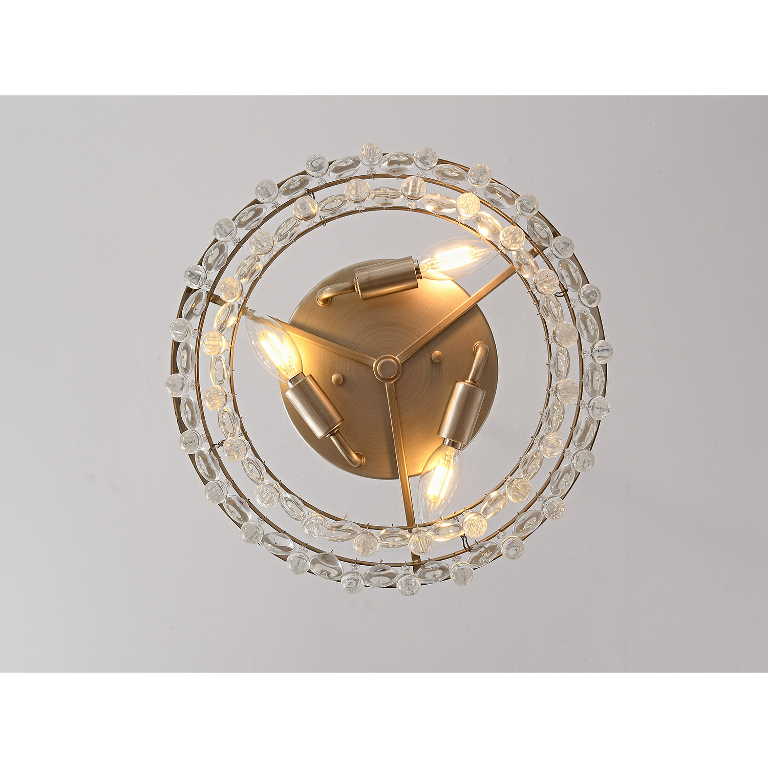 Viviana Brushed Champagne Silver Crystal Teardrop 3-light Flush Mount LJ-1228-CME