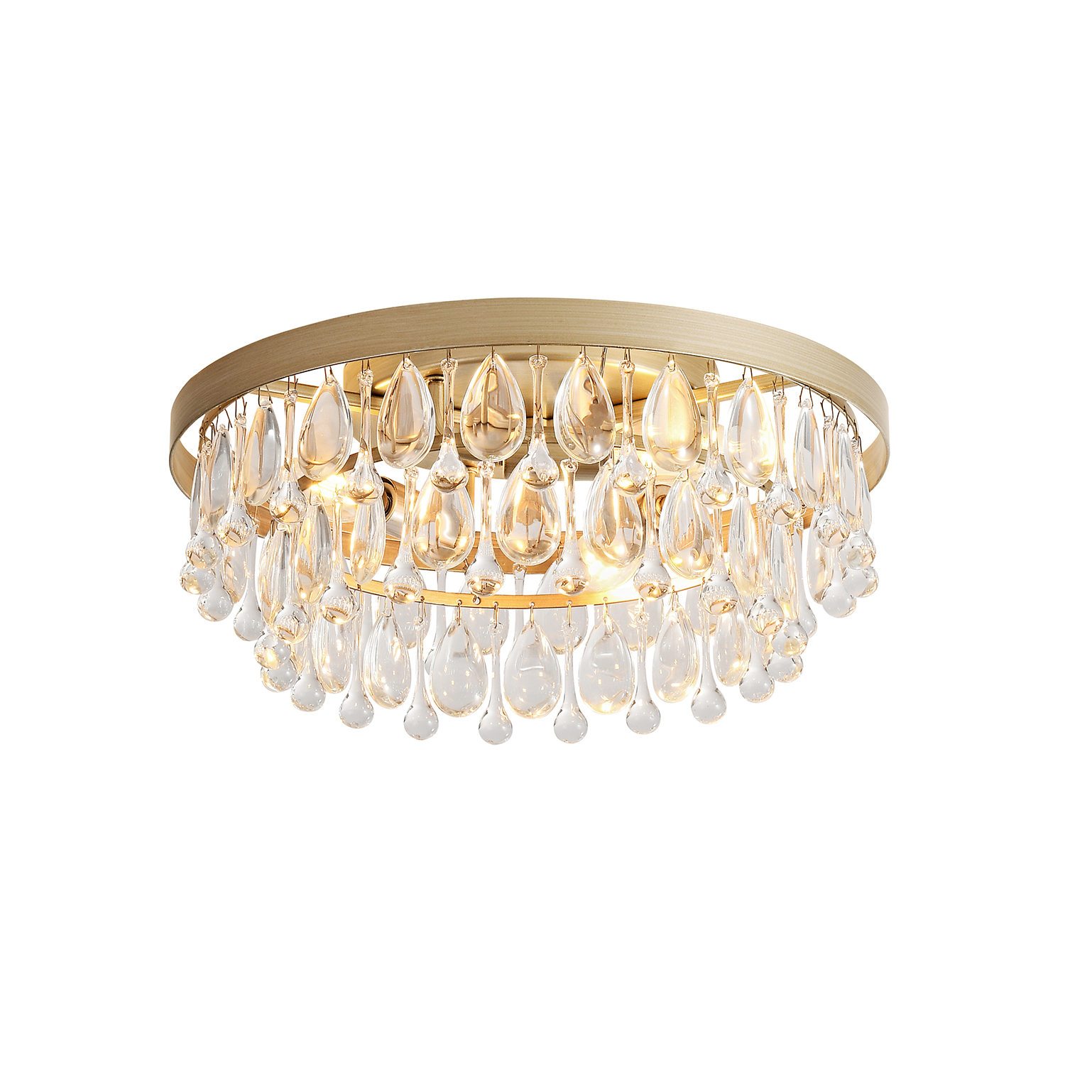 Viviana Brushed Champagne Silver Crystal Teardrop 3-light Flush Mount LJ-1228-CME