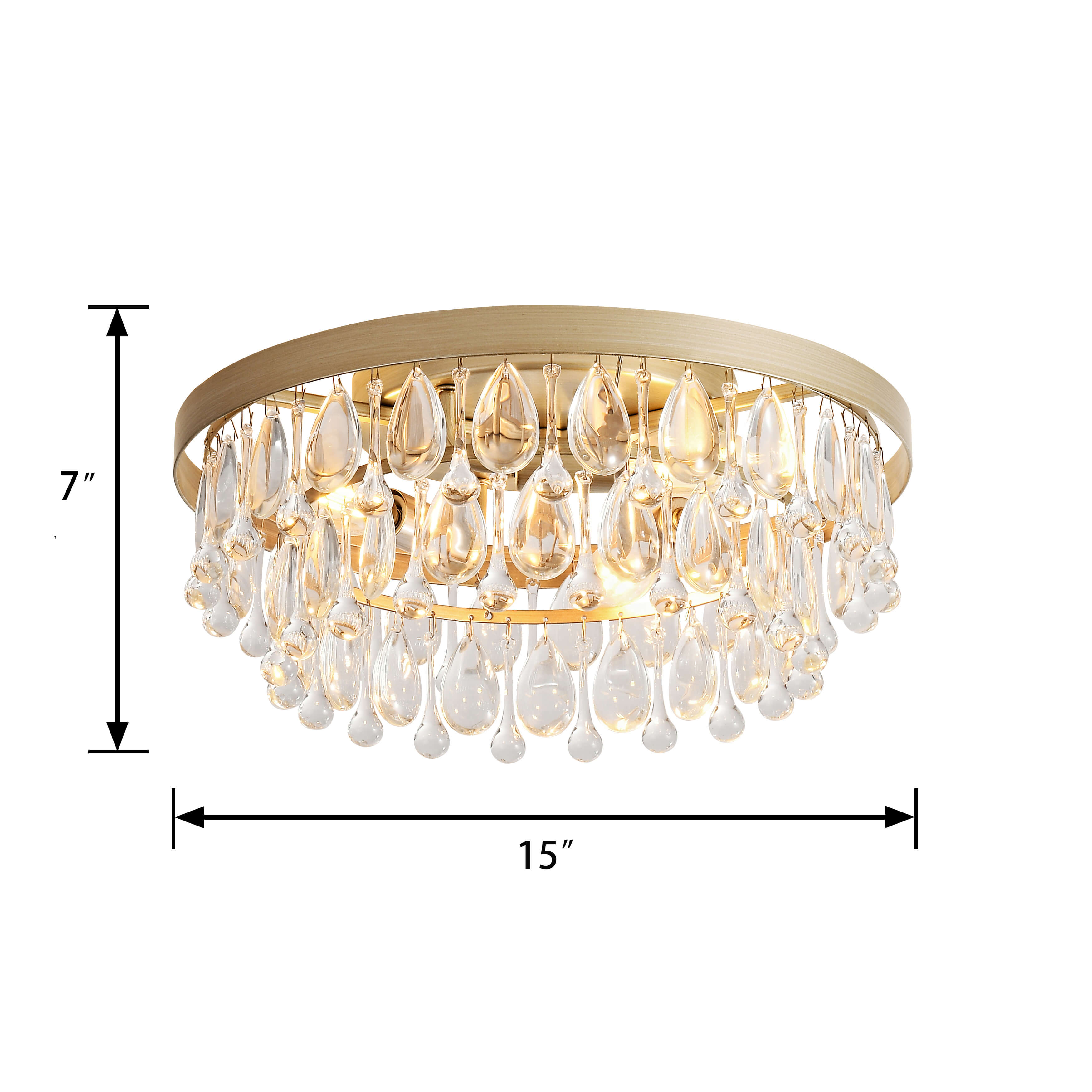 Viviana Brushed Champagne Silver Crystal Teardrop 3-light Flush Mount LJ-1228-CME