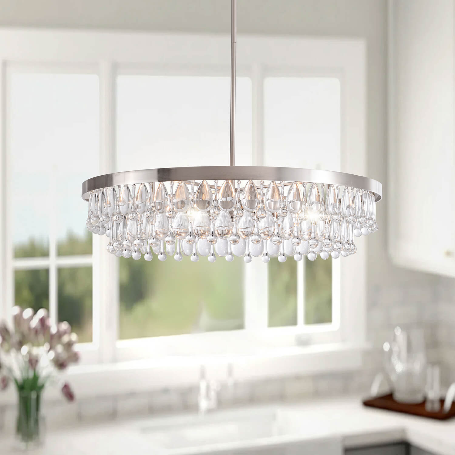 Viviana Crystal 6-light Chandelier - Antique Nickel LJ-1340-LVG