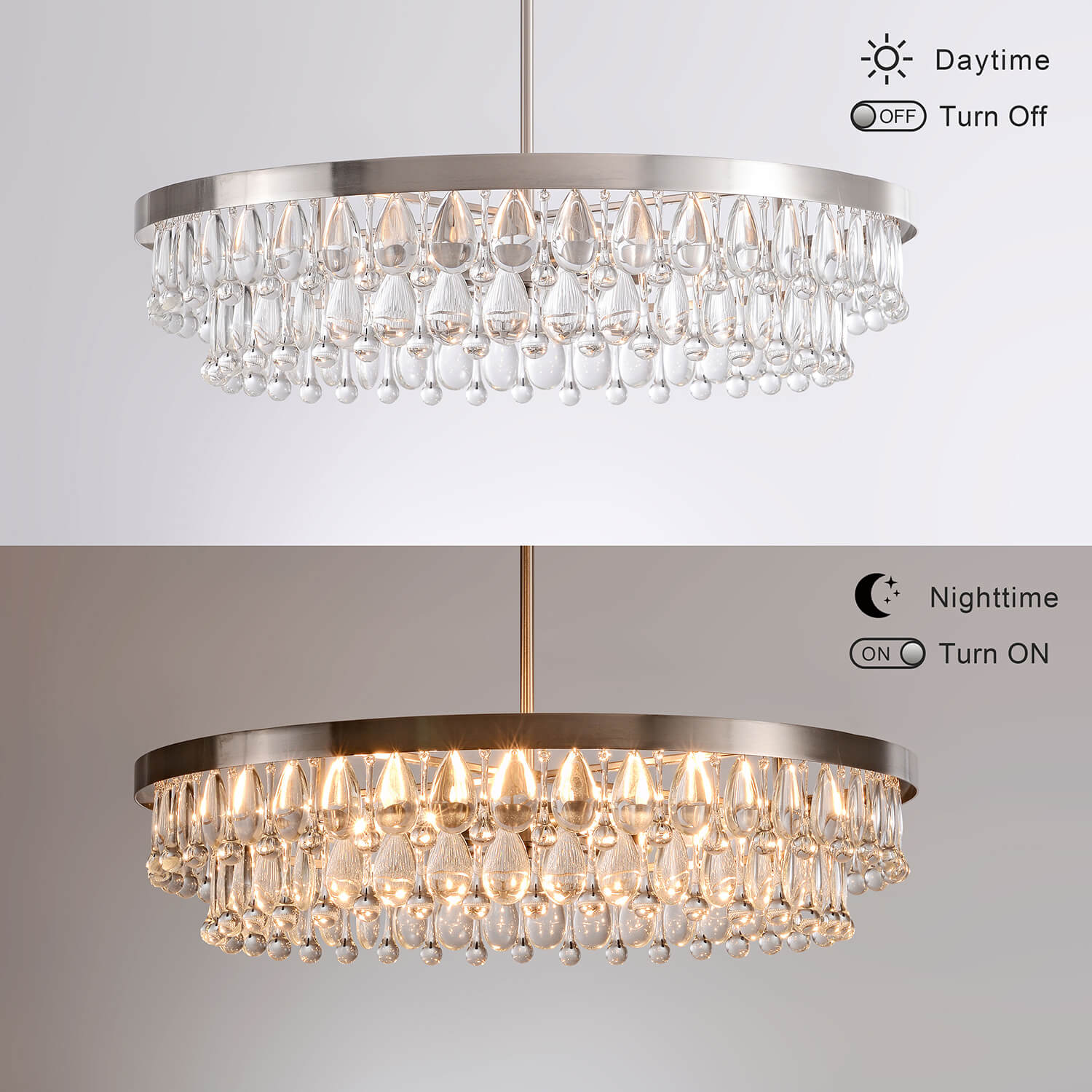 Viviana Crystal 6-light Chandelier - Antique Nickel LJ-1340-LVG