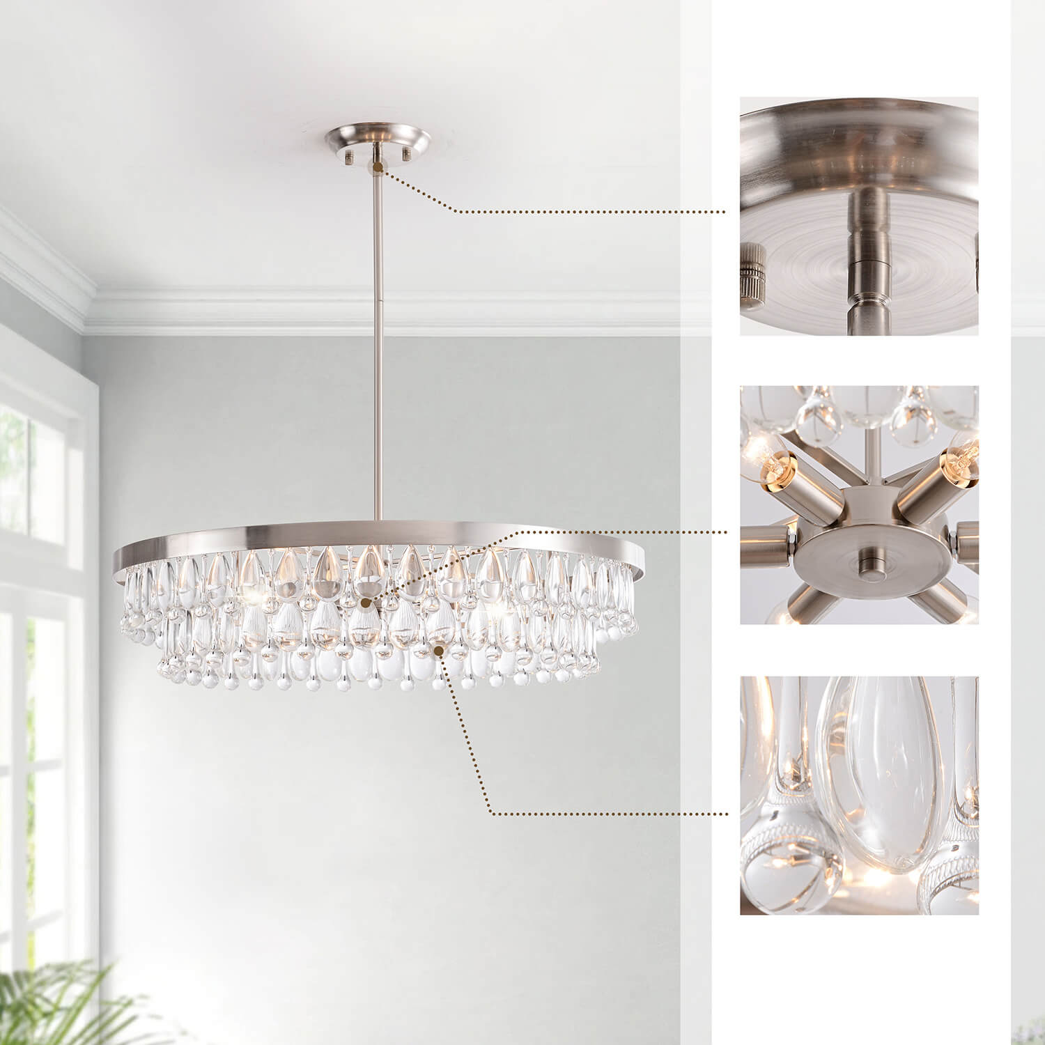 Viviana Crystal 6-light Chandelier - Antique Nickel LJ-1340-LVG