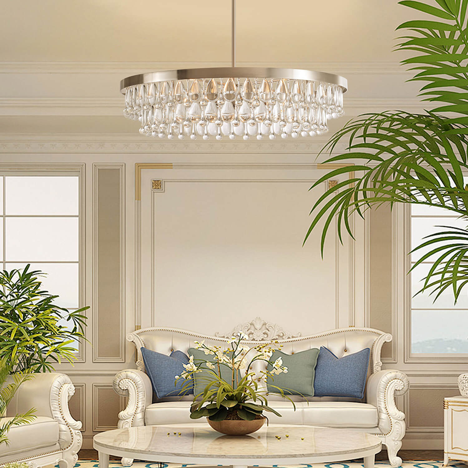Viviana Crystal 6-light Chandelier - Antique Nickel LJ-1340-LVG