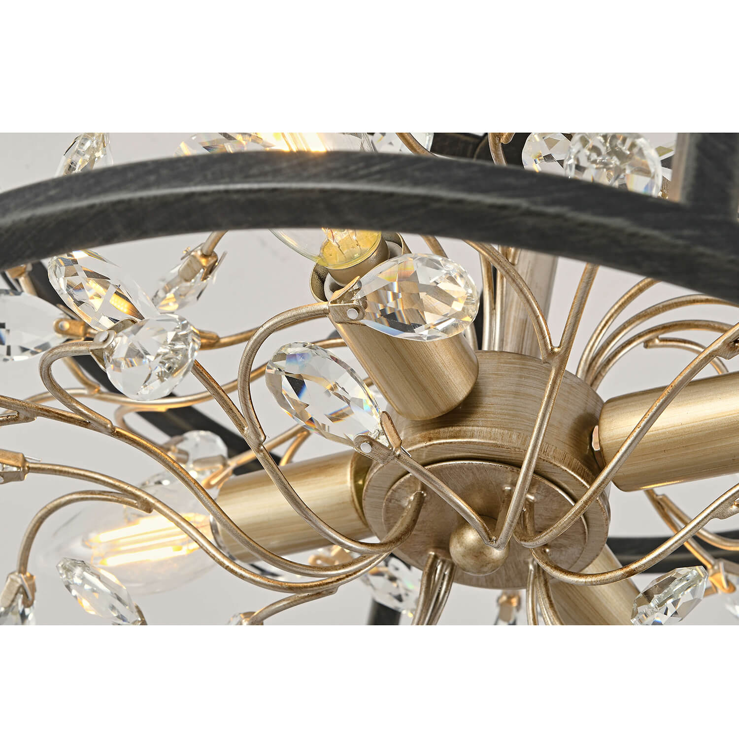 Justina 4-Light Crystal Leaves Drum Semi-Flush Mount LJ-1386-YYL