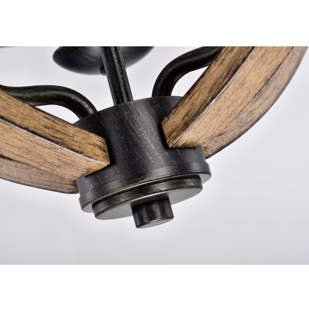 Melisa Faux Wood Grain and Antique Black Metal Semi Flush Mount LJ-1546-JFD