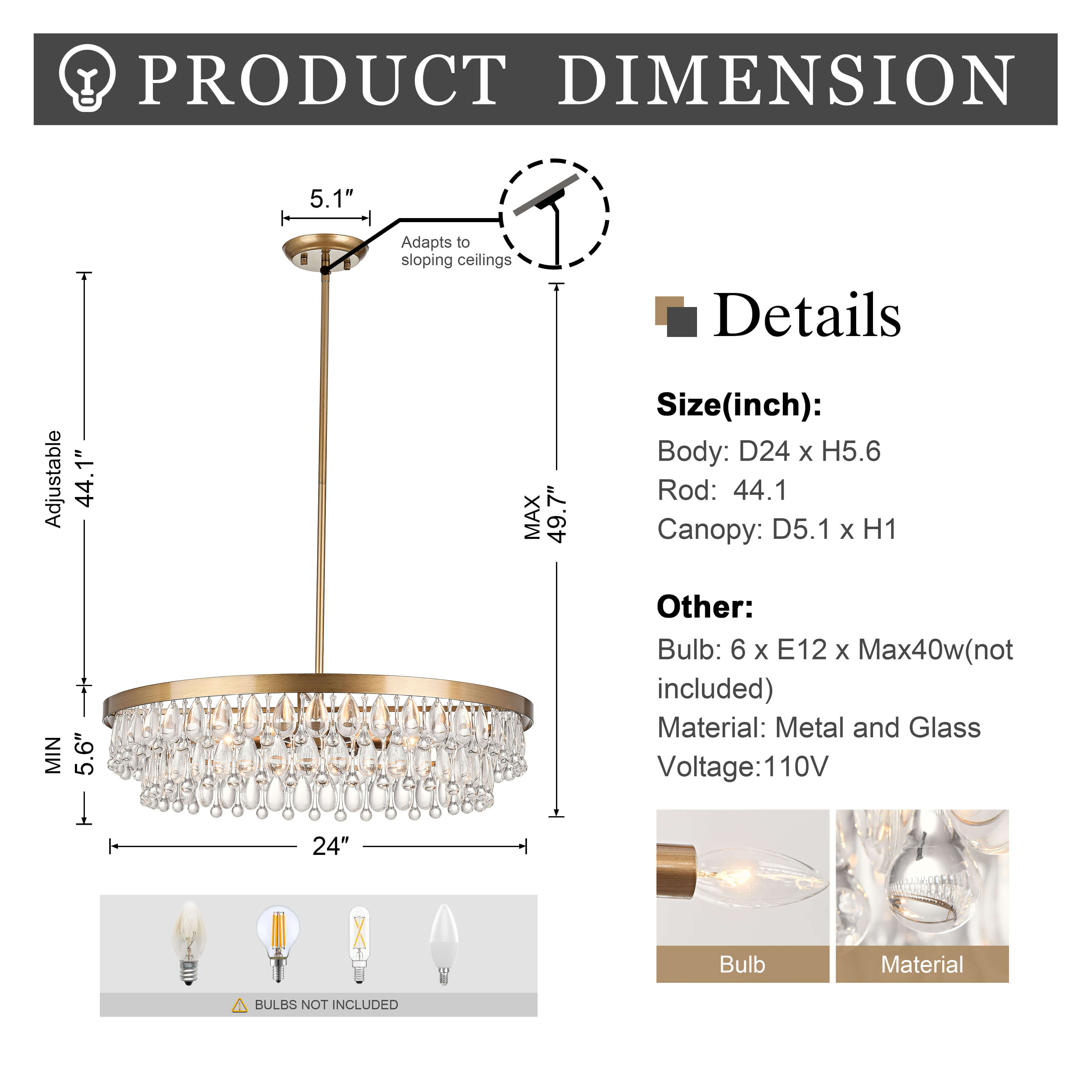 Viviana Crystal 6-light Chandelier LJ-1648-NHW