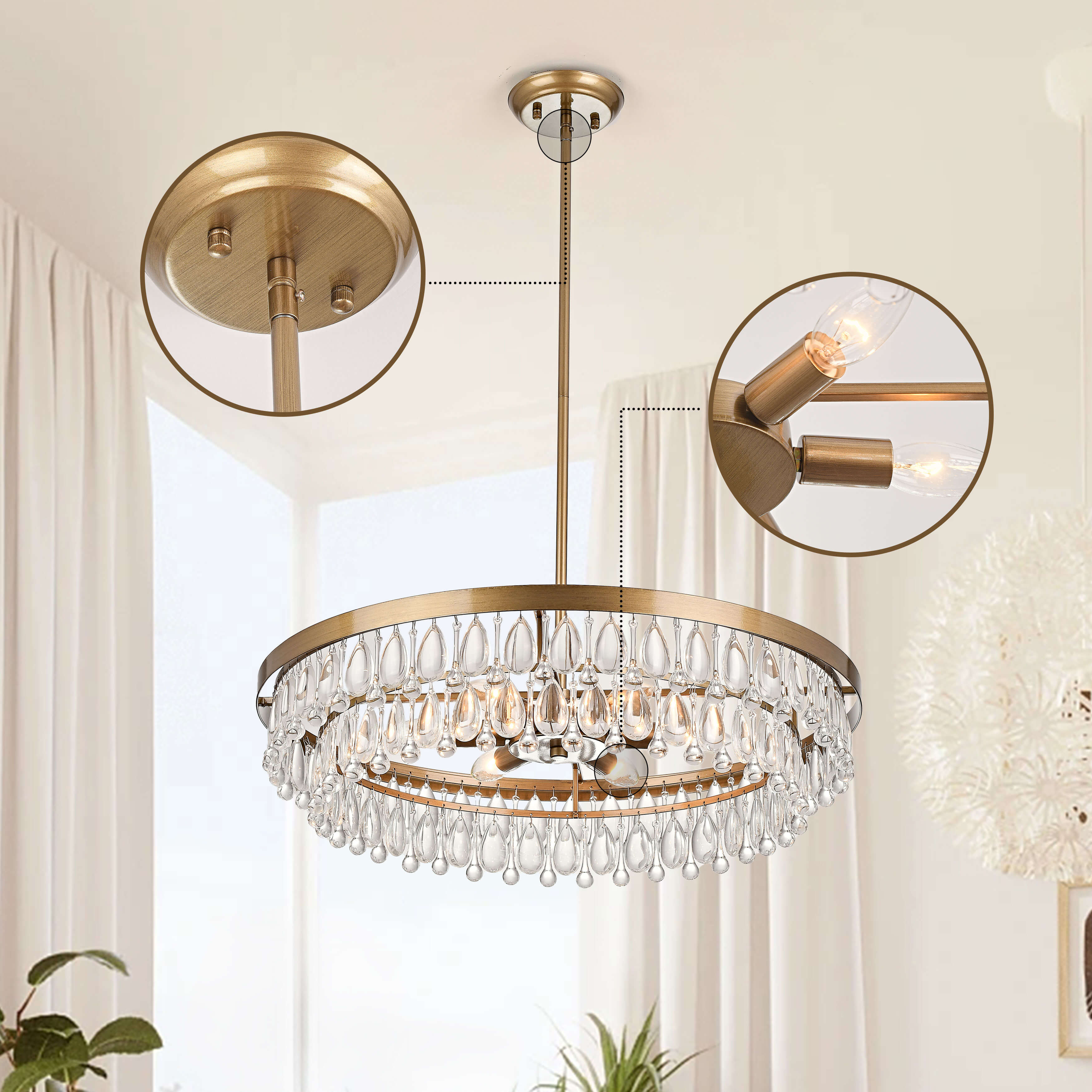 Viviana Crystal 6-light Chandelier LJ-1648-NHW