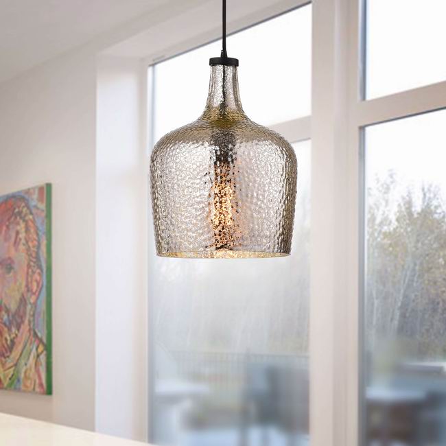 Belinda Mouth-blown Silver Glass Pendant Chandelier in Antique Black Finish LJ-2131-QCJ