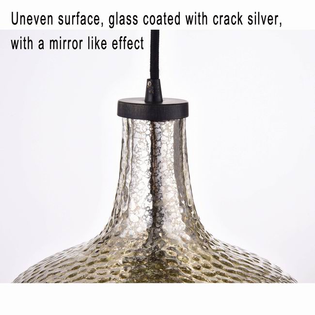Belinda Mouth-blown Silver Glass Pendant Chandelier in Antique Black Finish LJ-2131-QCJ