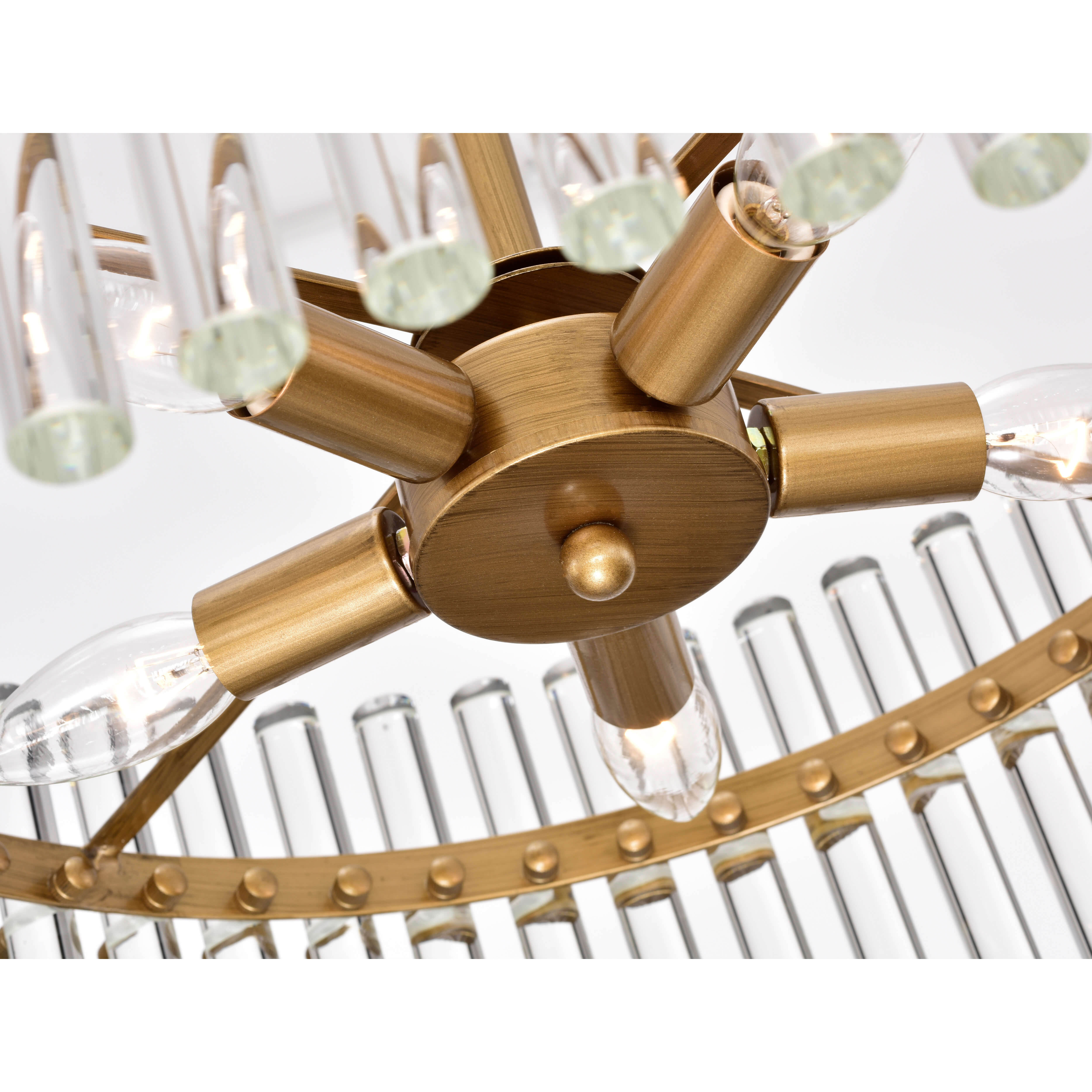 Casandra 5-light Brushed Brass Pendant Crystal Chandelier LJ-2261-GQW