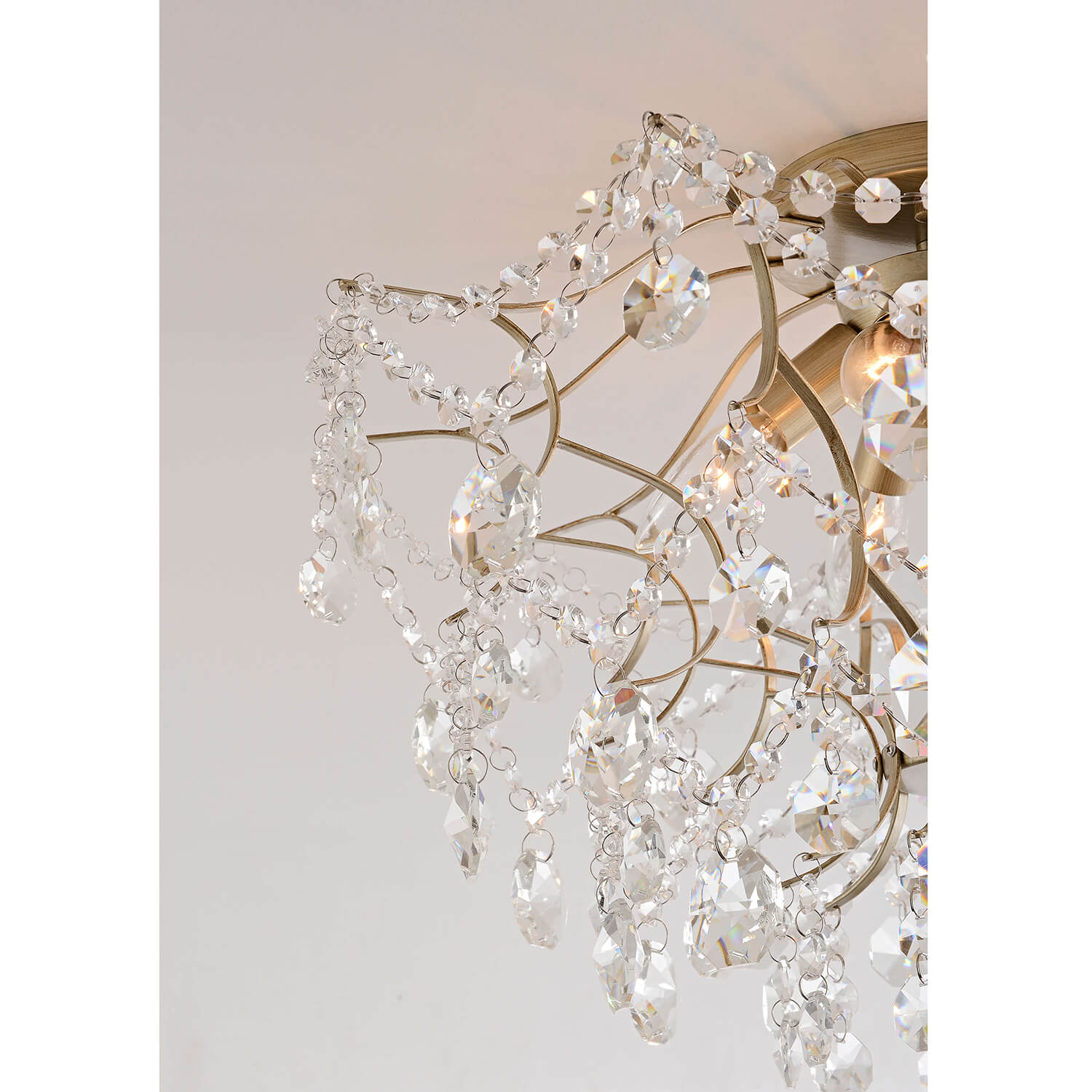 Dalia Brushed Silver-ish Champagne 5-Light Larger Crystal Flush Mount LJ-2310-SMS