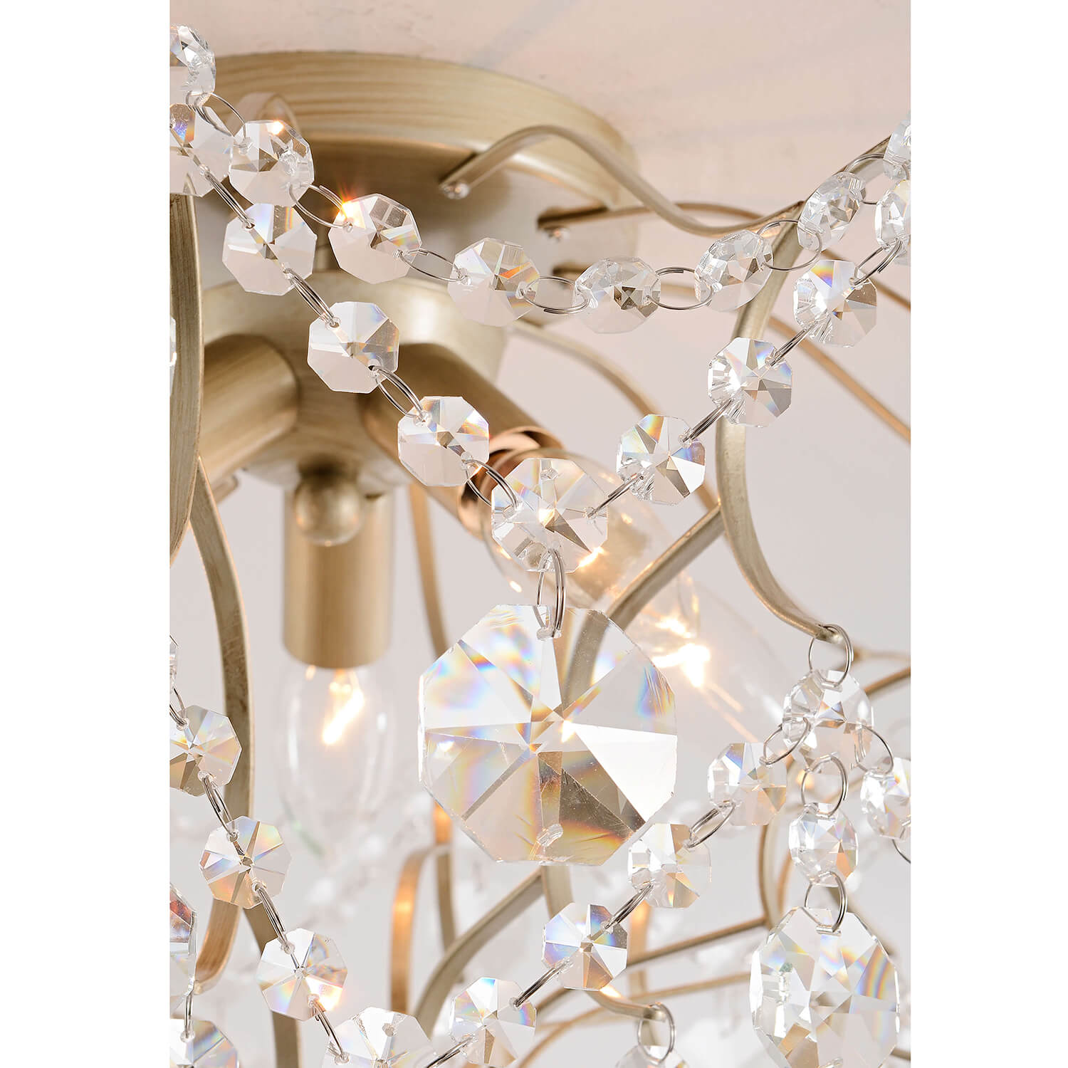 Dalia Brushed Silver-ish Champagne 5-Light Larger Crystal Flush Mount LJ-2310-SMS