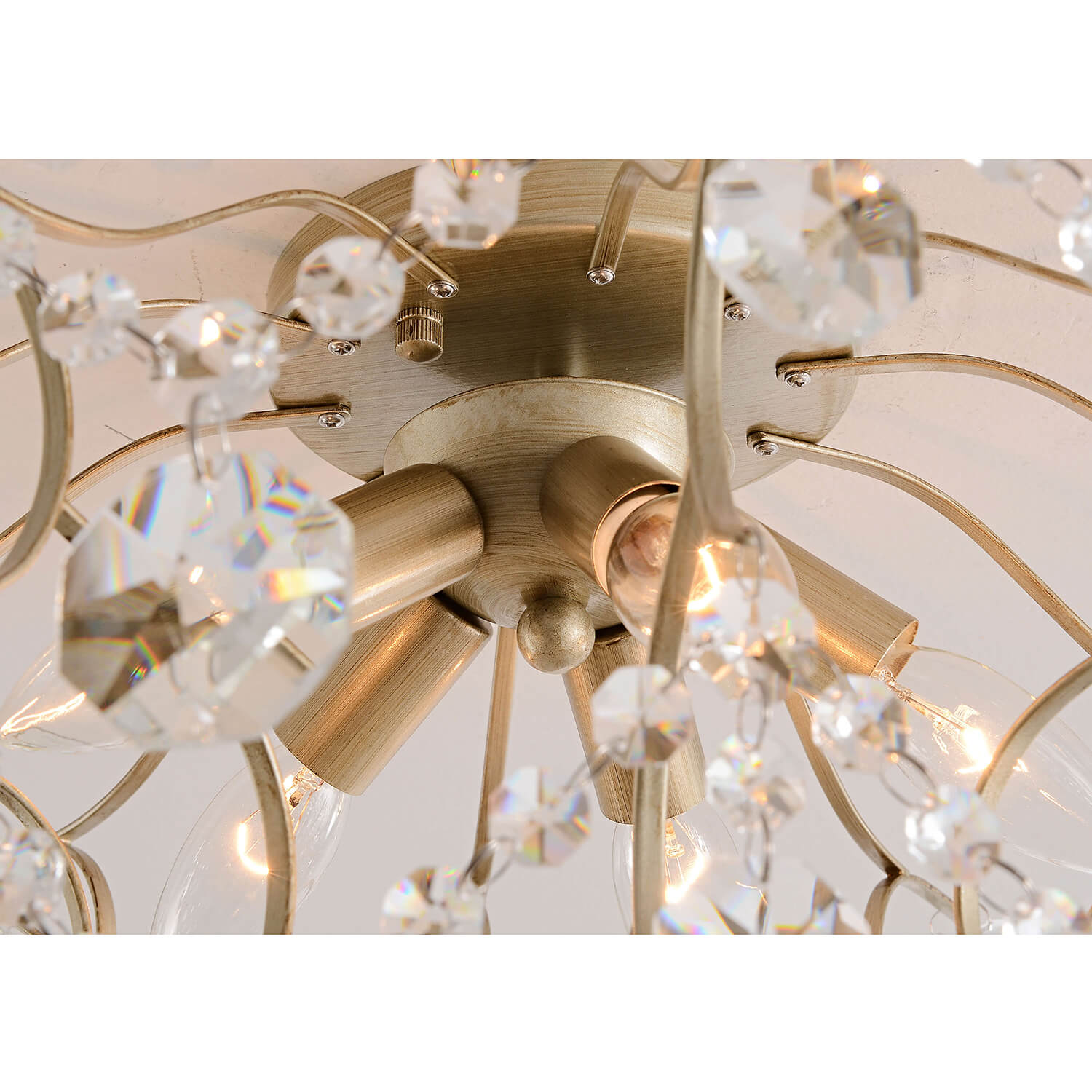 Dalia Brushed Silver-ish Champagne 5-Light Larger Crystal Flush Mount LJ-2310-SMS
