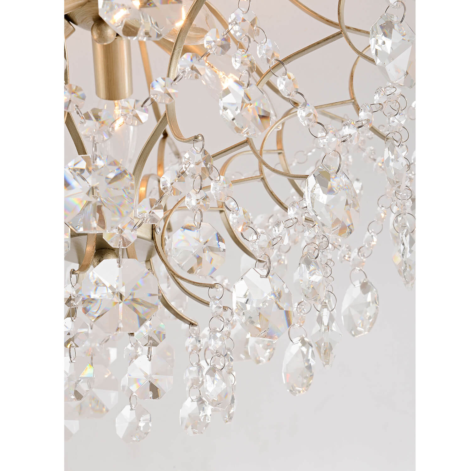 Dalia Brushed Silver-ish Champagne 5-Light Larger Crystal Flush Mount LJ-2310-SMS