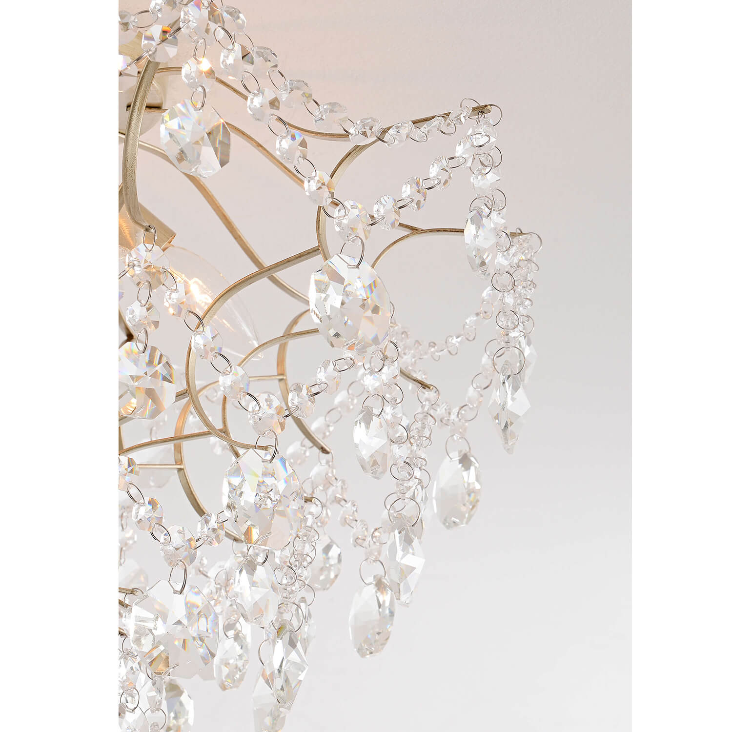 Dalia Brushed Silver-ish Champagne 5-Light Larger Crystal Flush Mount LJ-2310-SMS