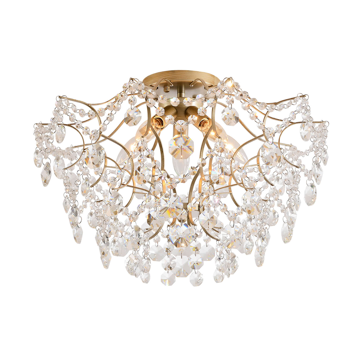 Dalia Brushed Silver-ish Champagne 5-Light Larger Crystal Flush Mount LJ-2310-SMS