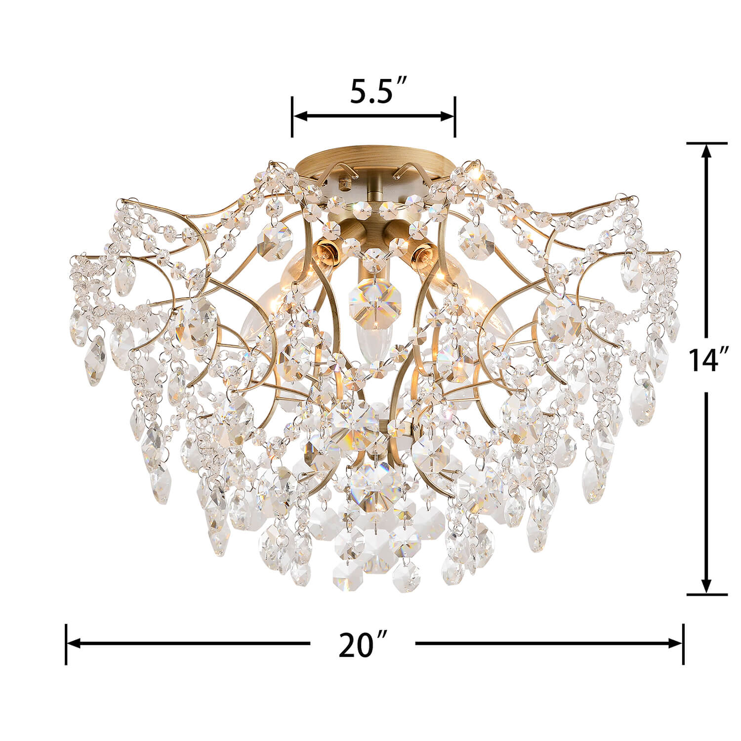 Dalia Brushed Silver-ish Champagne 5-Light Larger Crystal Flush Mount LJ-2310-SMS