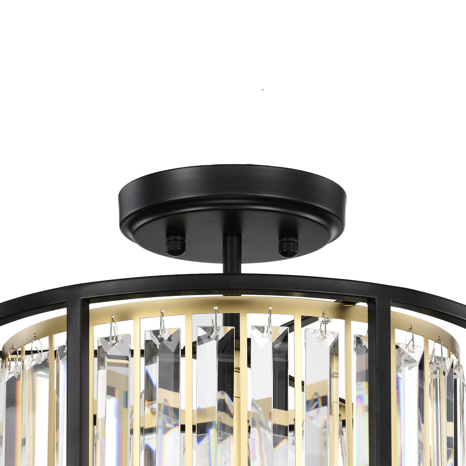 Justina 3-light Black and Gold Crystal Glass Prism Flush Mount LJ-2492-XXA