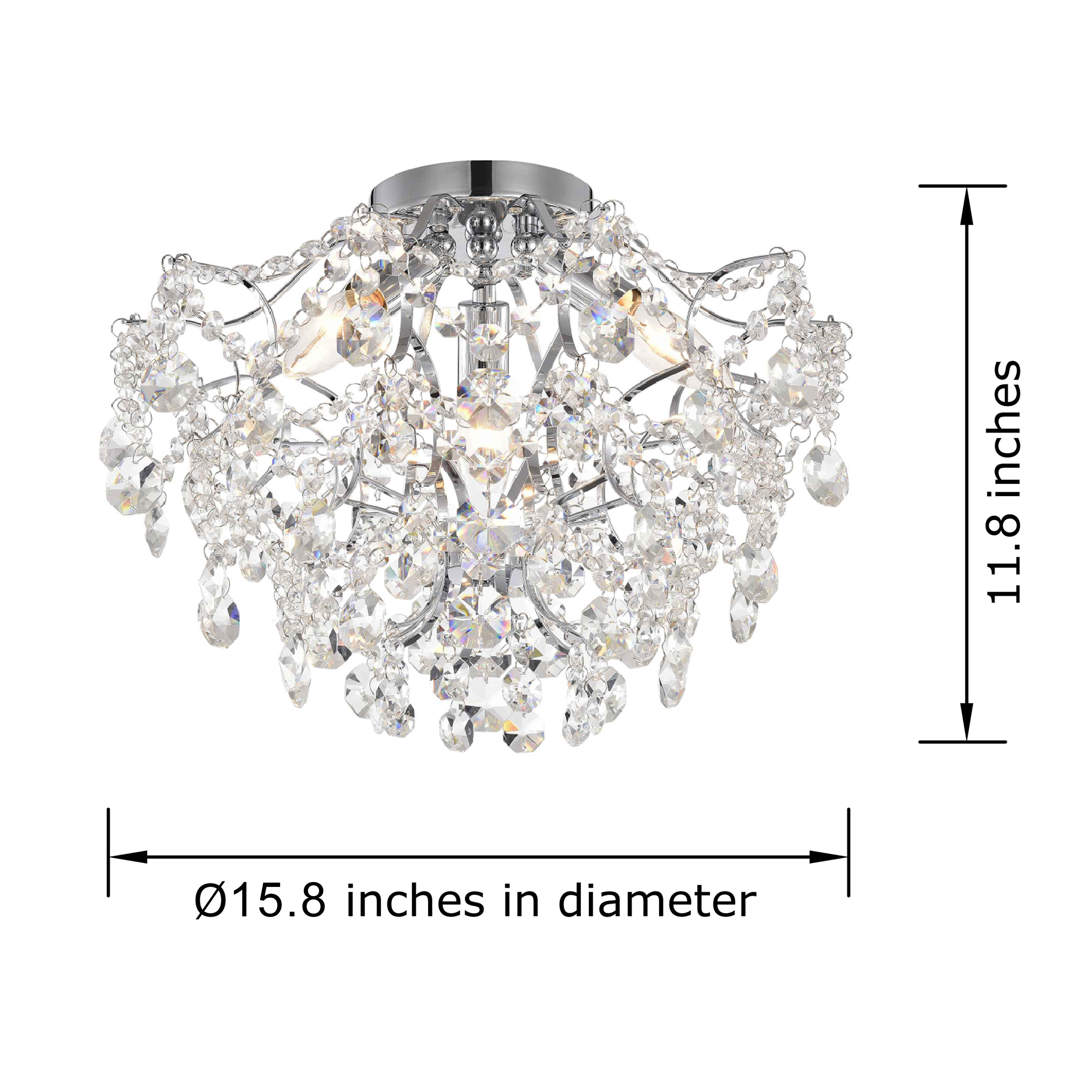 Dalia Elegant Indoor 3-light Chrome Crystal Flush Mount