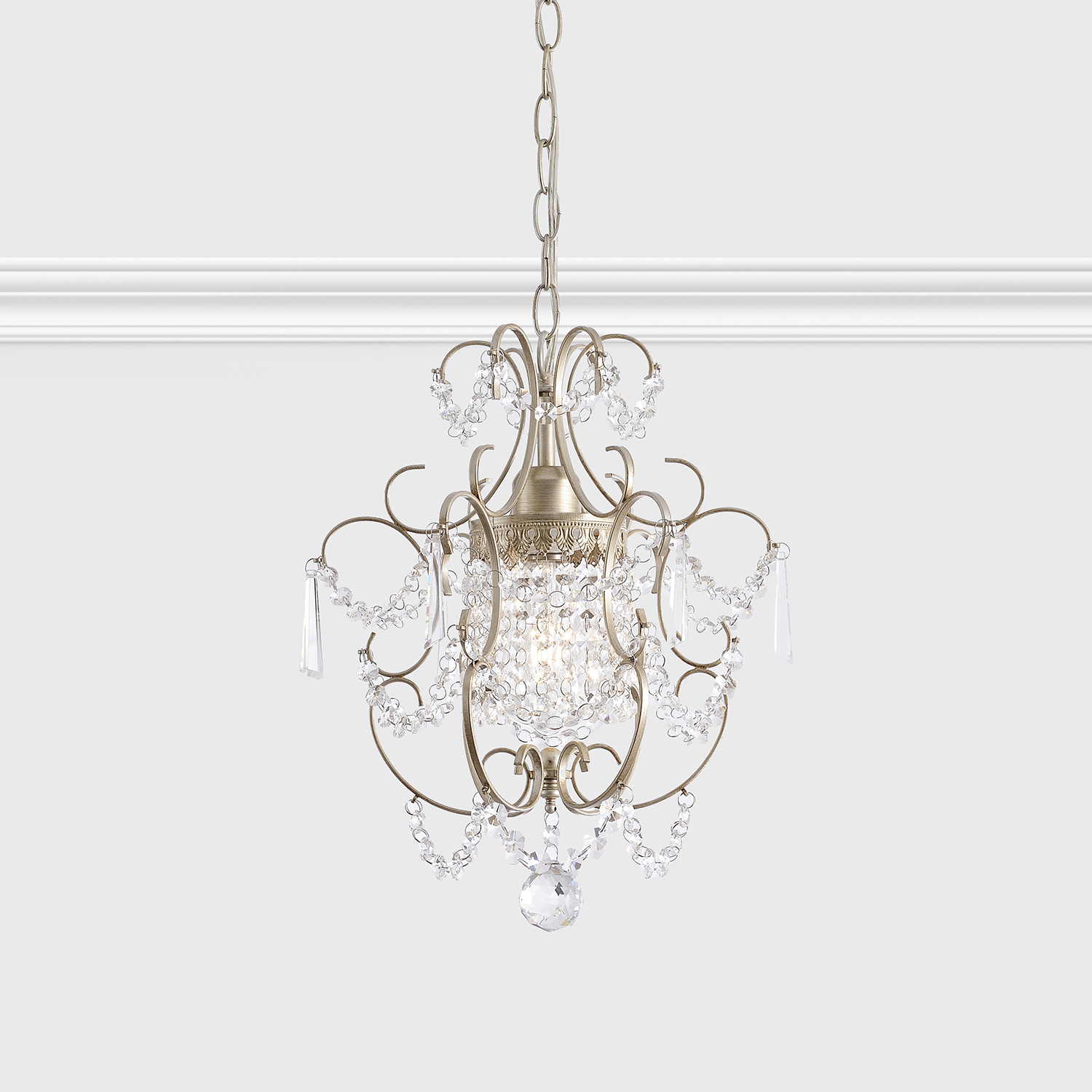 Dalia Glam 1 Light Brushed Champagne Silver Mini Crystal Chandelier LJ-3119-JEJ