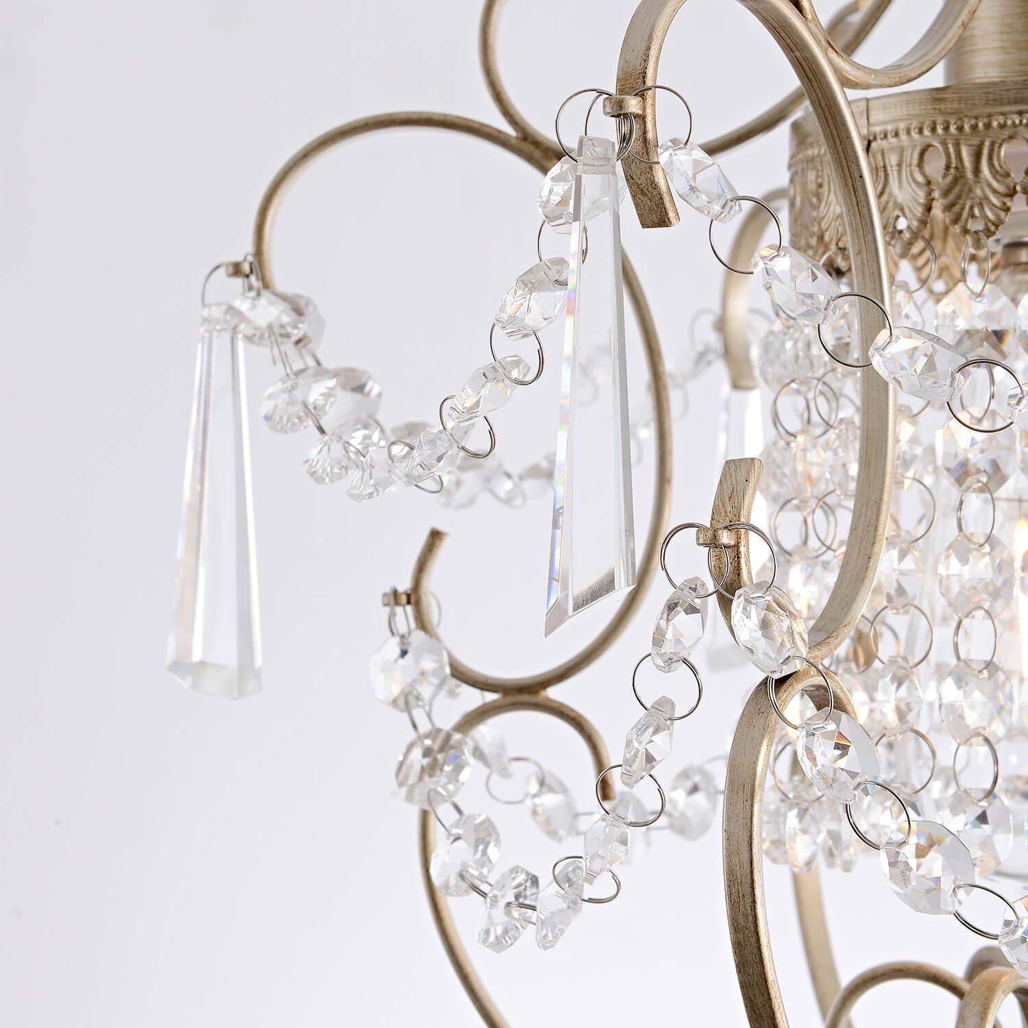 Dalia Glam 1 Light Brushed Champagne Silver Mini Crystal Chandelier LJ-3119-JEJ
