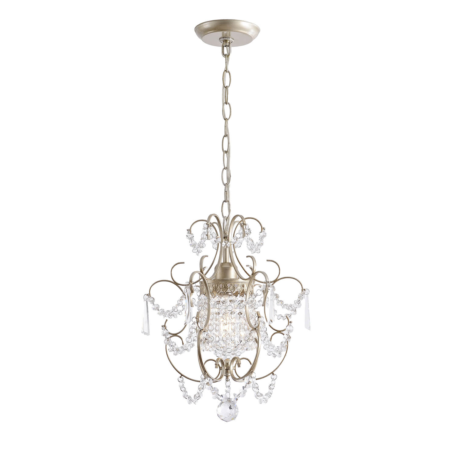 Dalia Glam 1 Light Brushed Champagne Silver Mini Crystal Chandelier LJ-3119-JEJ