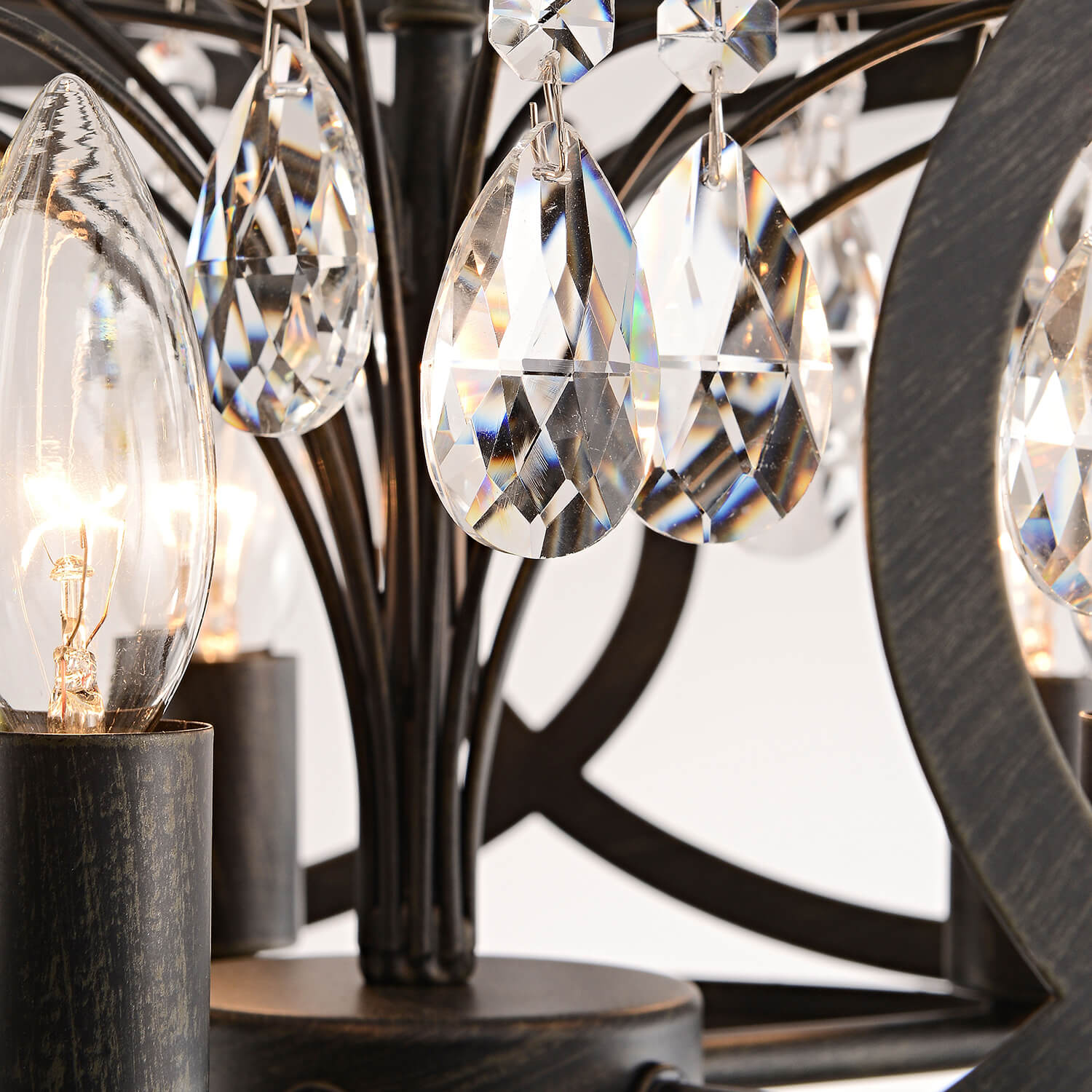 Aurelia 5-light Metal Cage Drum Pendant Chandelier - Antique Black LJ-3561-LES
