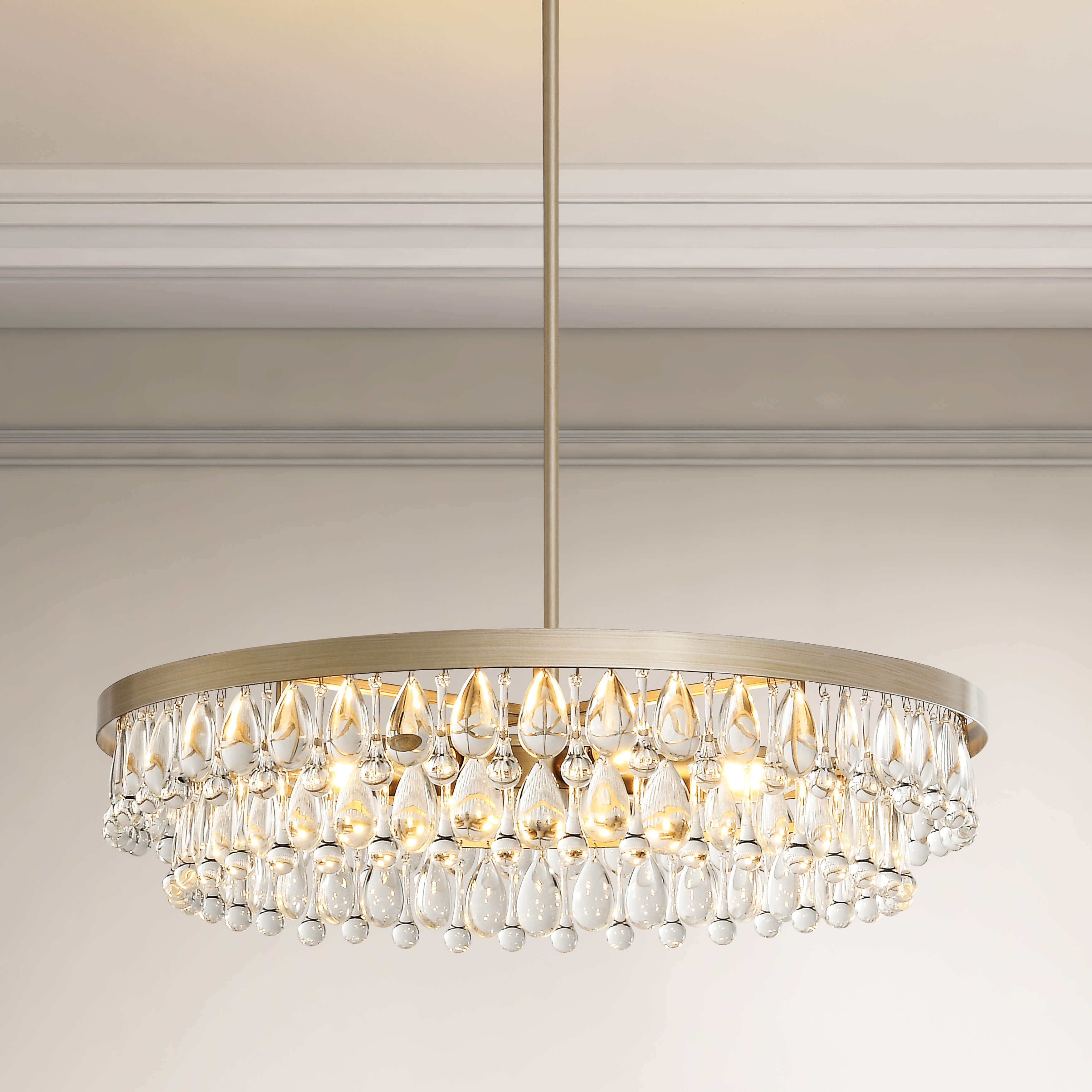 Viviana Brushed Champagne Silver Finish Crystal 6-light Chandelier LJ-3596-ZUP