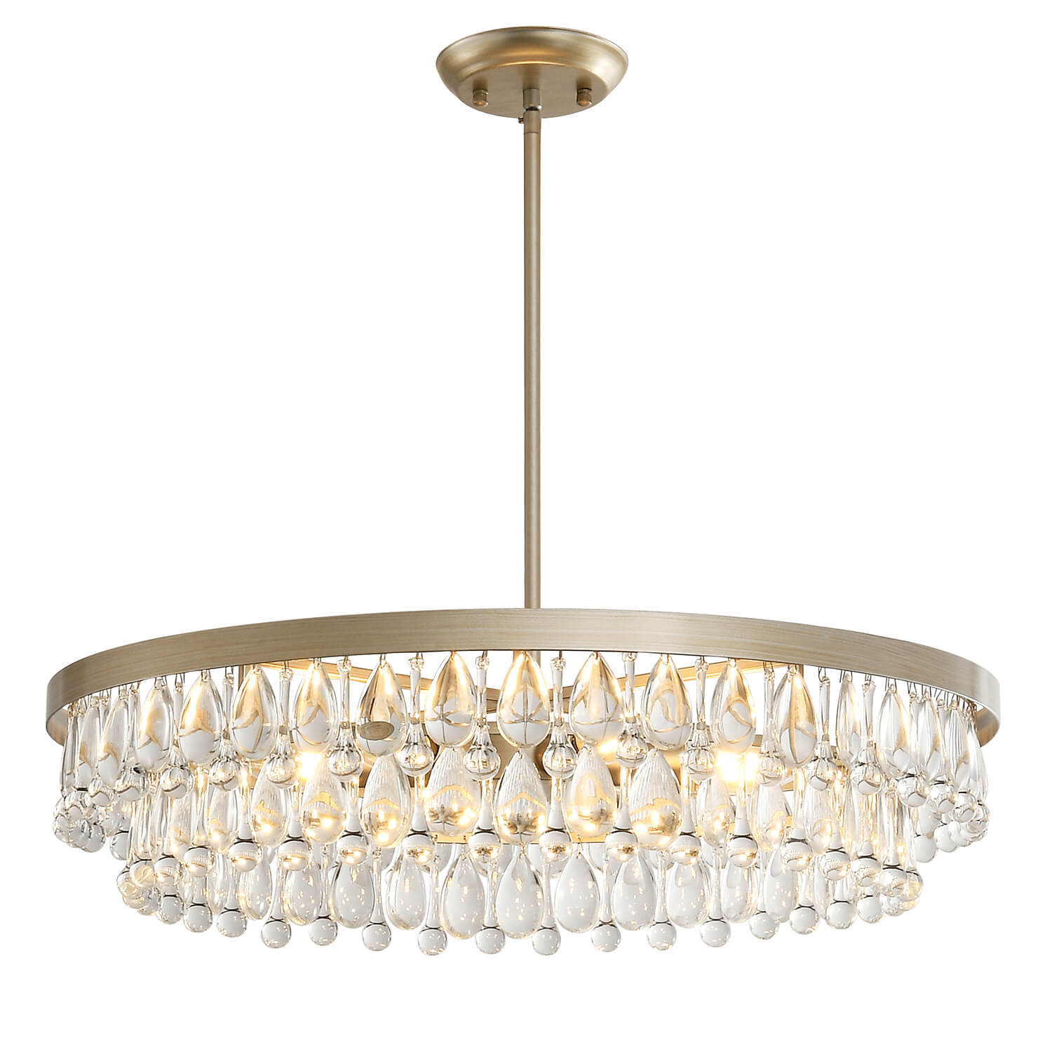 Viviana Brushed Champagne Silver Finish Crystal 6-light Chandelier LJ-3596-ZUP