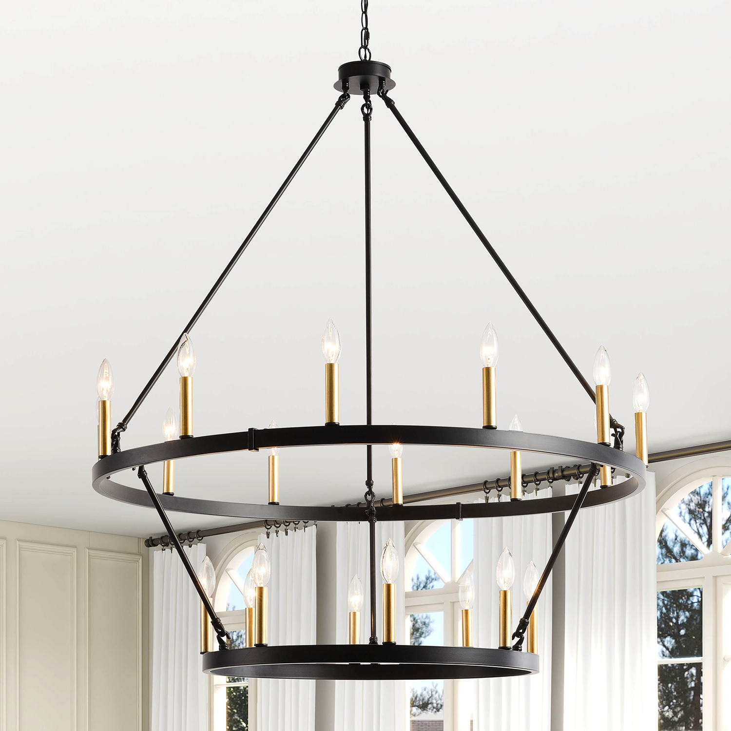 Joshua Round 20-Light 2-tier Wheel Candle Chandelier LJ-3601-MQT