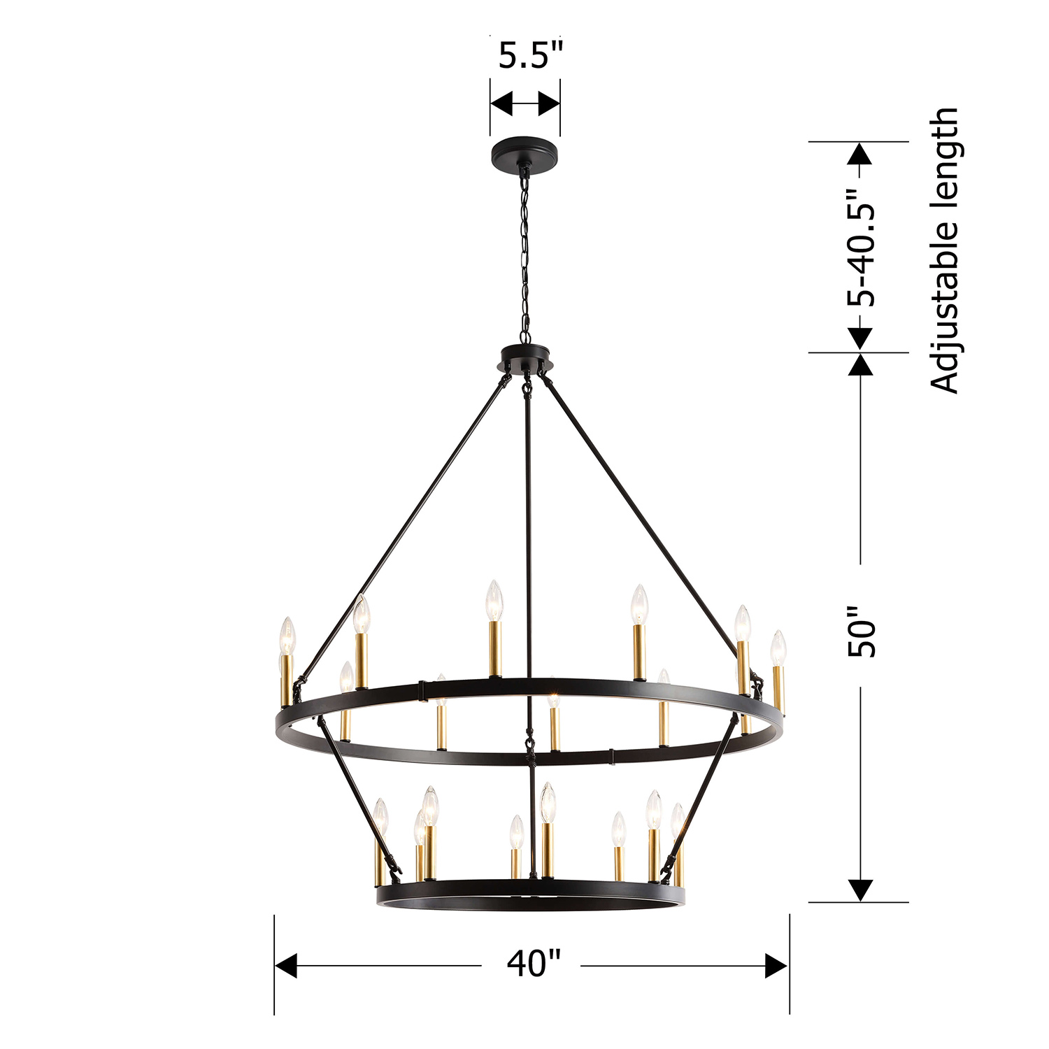 Joshua Round 20-Light 2-tier Wheel Candle Chandelier LJ-3601-MQT