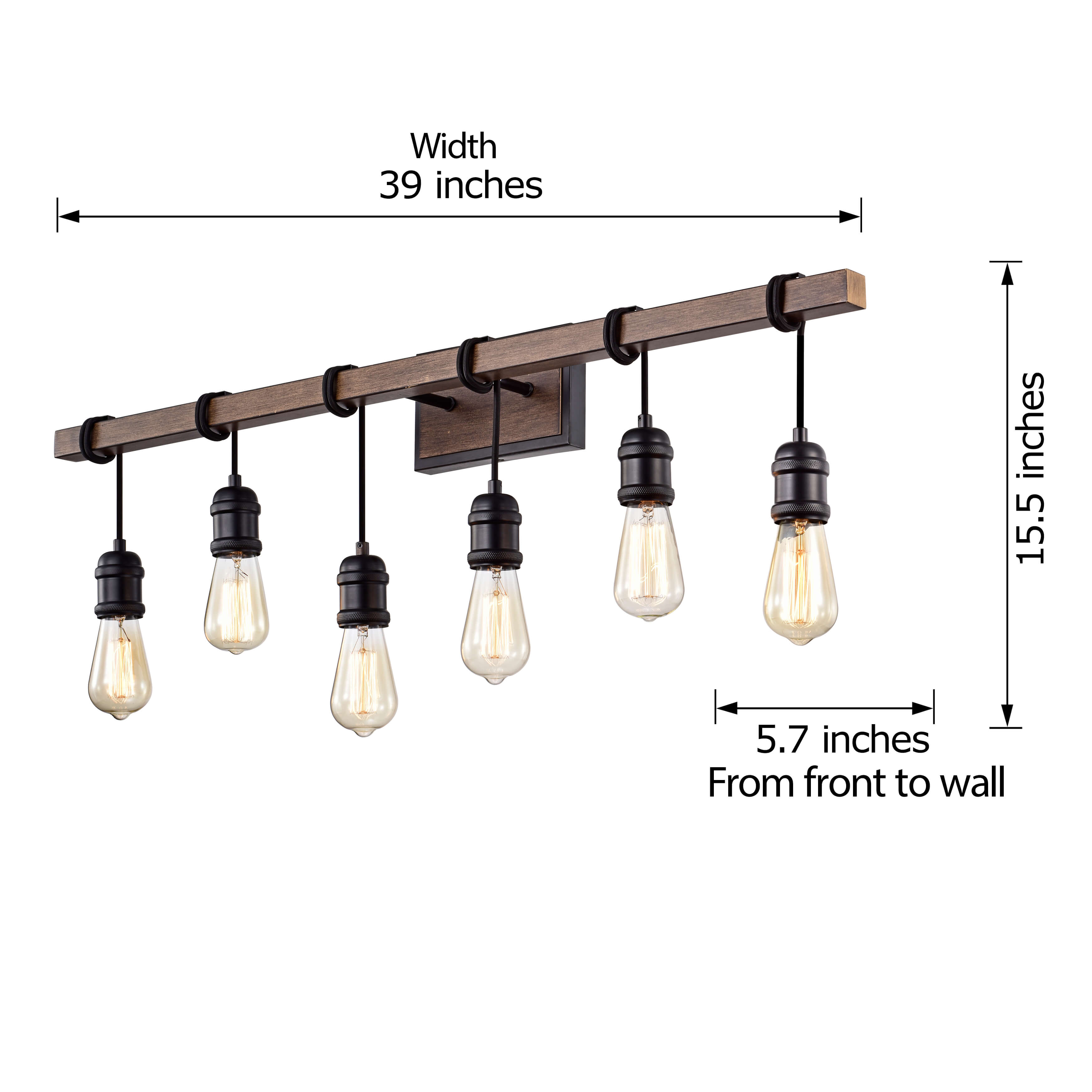 Betisa 6-light Antique Black and Faux Wood Grain Finish Wall Sconce LJ-3856-NXD