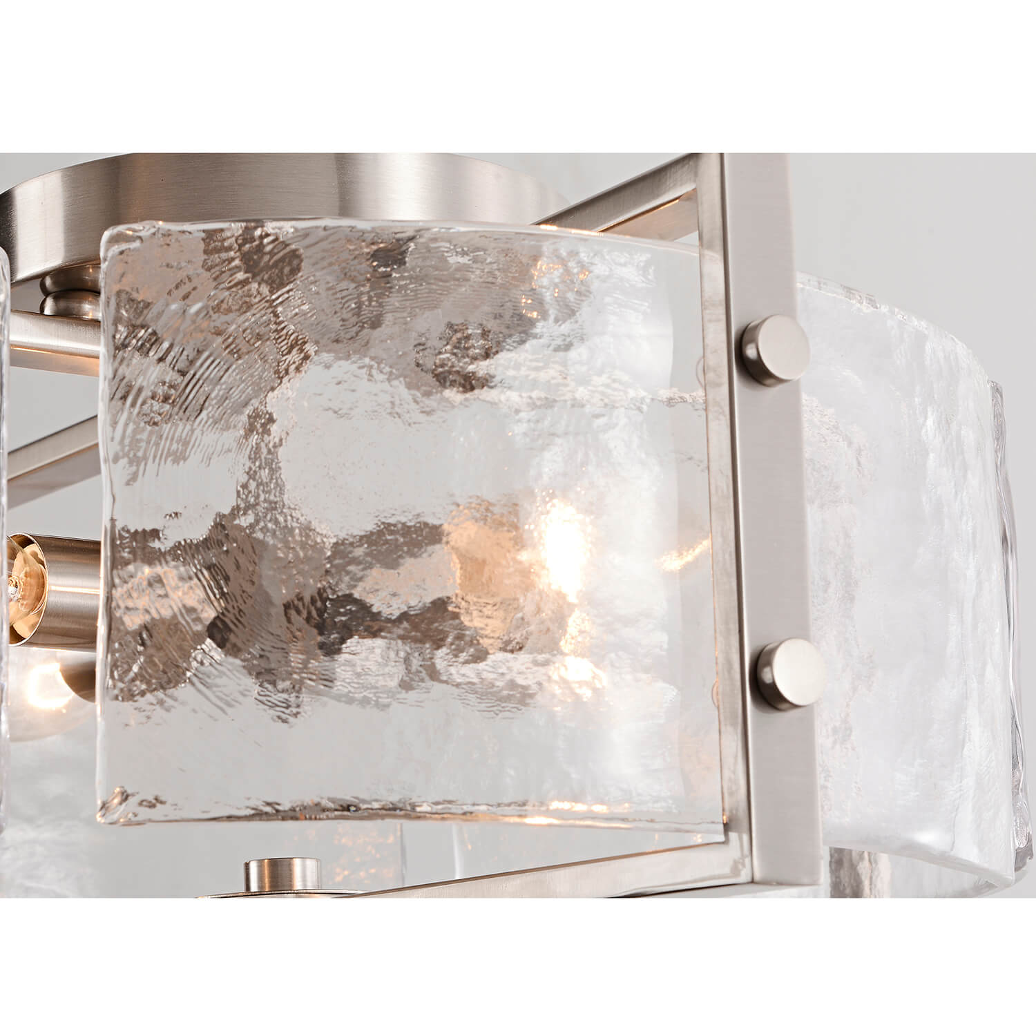 Laia 4-Light Metal Frame Textured Glass Panels Flush Mount-Antique Nickel LJ-3857-AYB