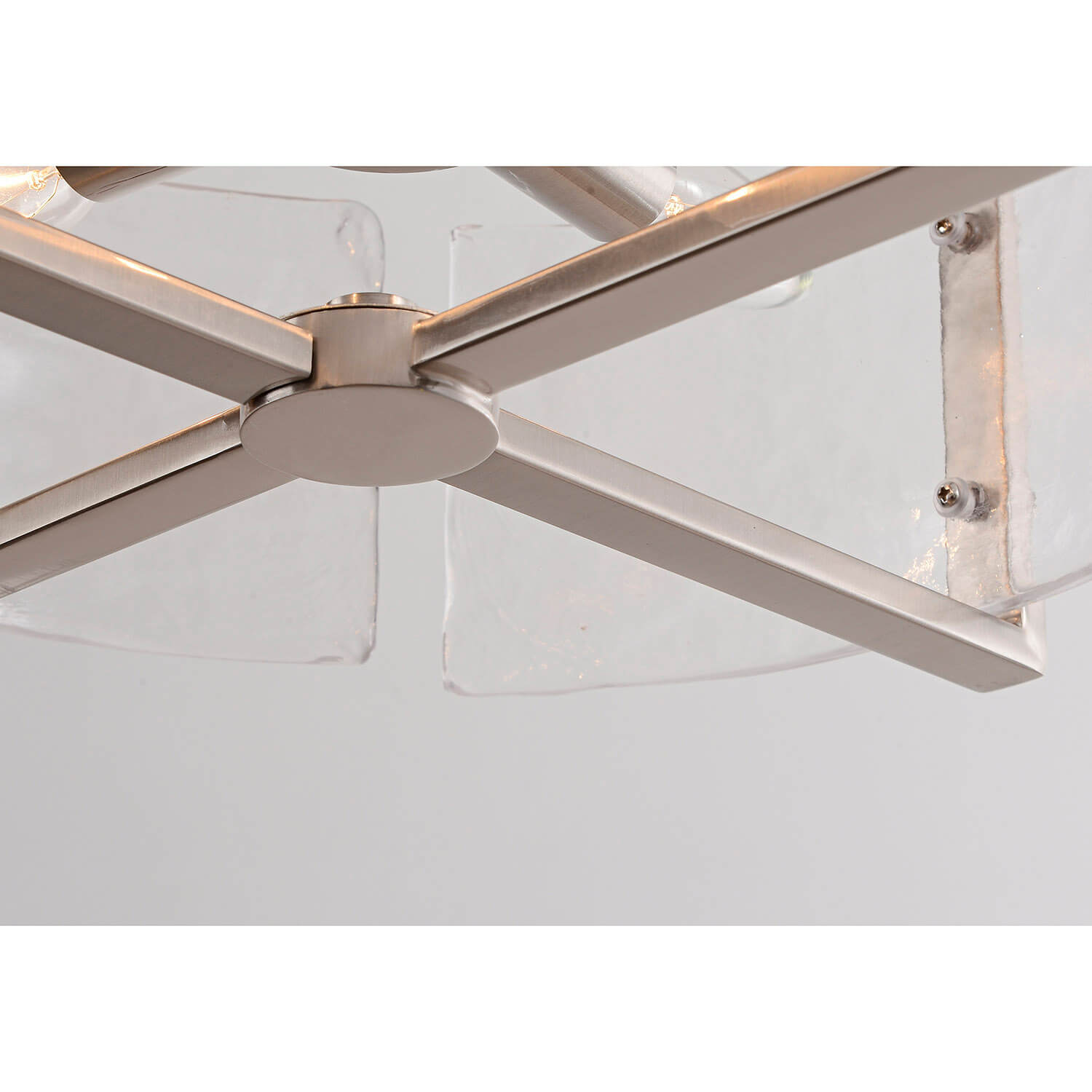 Laia 4-Light Metal Frame Textured Glass Panels Flush Mount-Antique Nickel LJ-3857-AYB