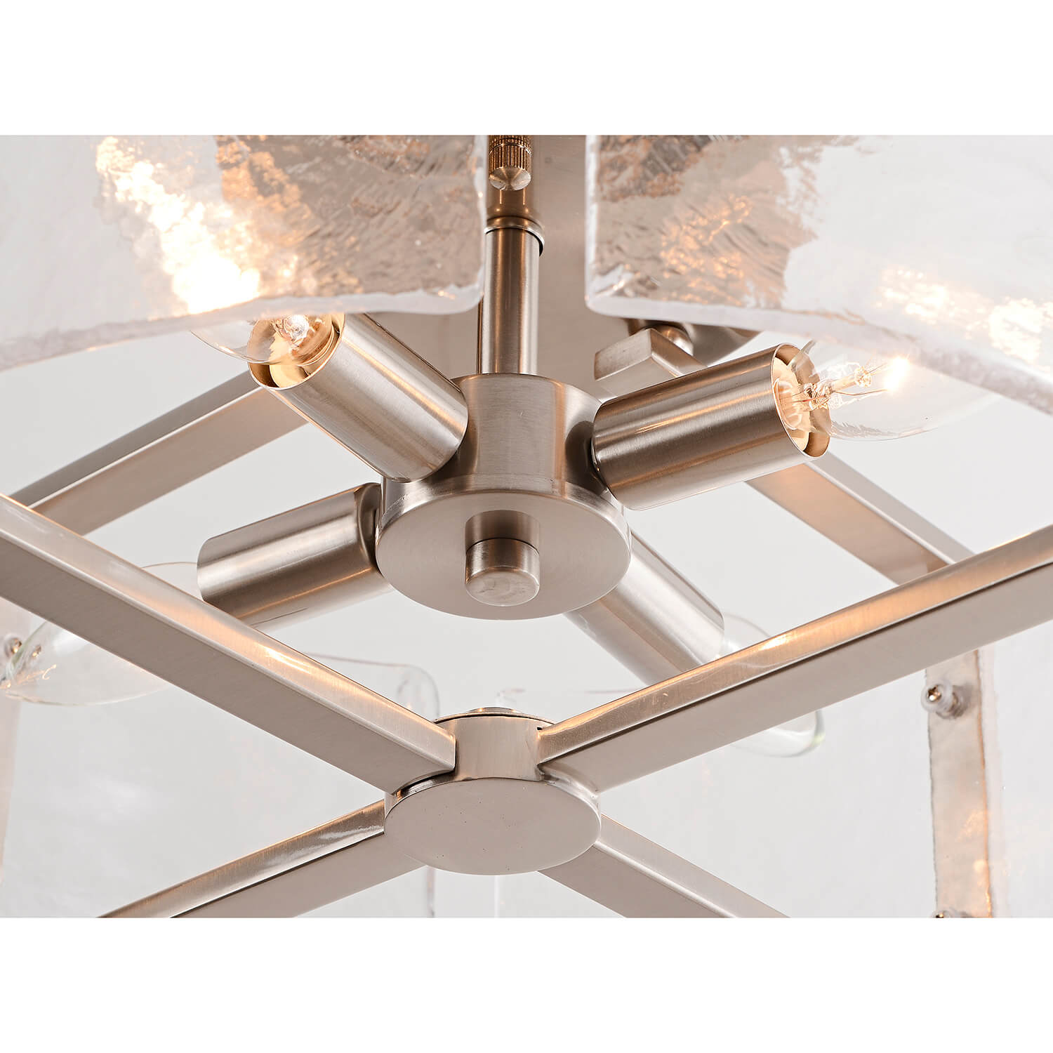 Laia 4-Light Metal Frame Textured Glass Panels Flush Mount-Antique Nickel LJ-3857-AYB
