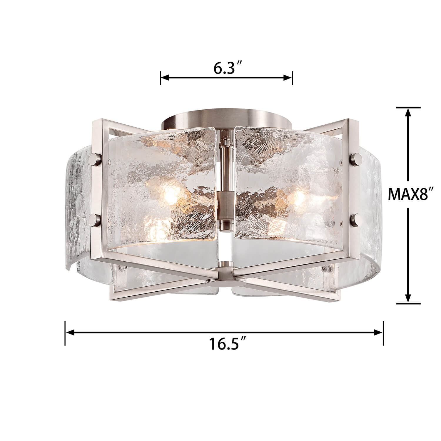 Laia 4-Light Metal Frame Textured Glass Panels Flush Mount-Antique Nickel LJ-3857-AYB