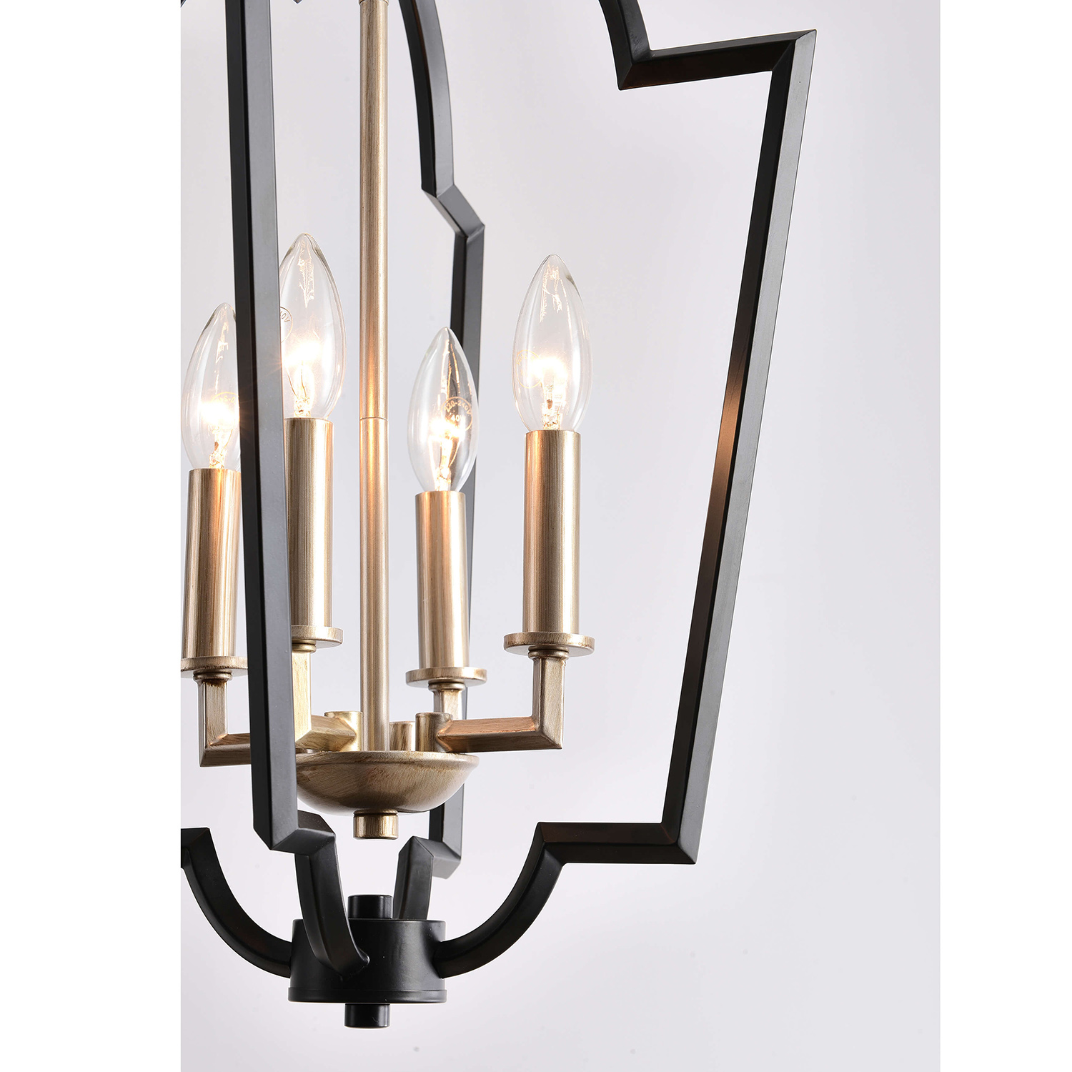 Adoncia 4-Light Black and Light Gold with Bronze Lantern Chandelier LJ-3929-BUH