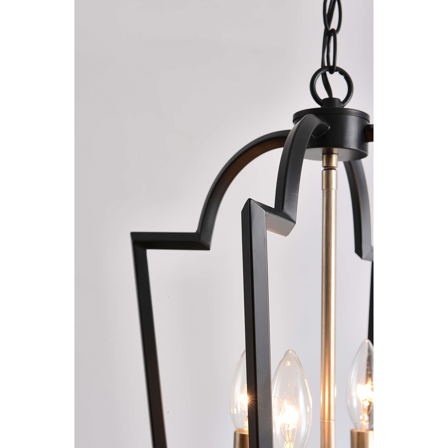 Adoncia 4-Light Black and Light Gold with Bronze Lantern Chandelier LJ-3929-BUH