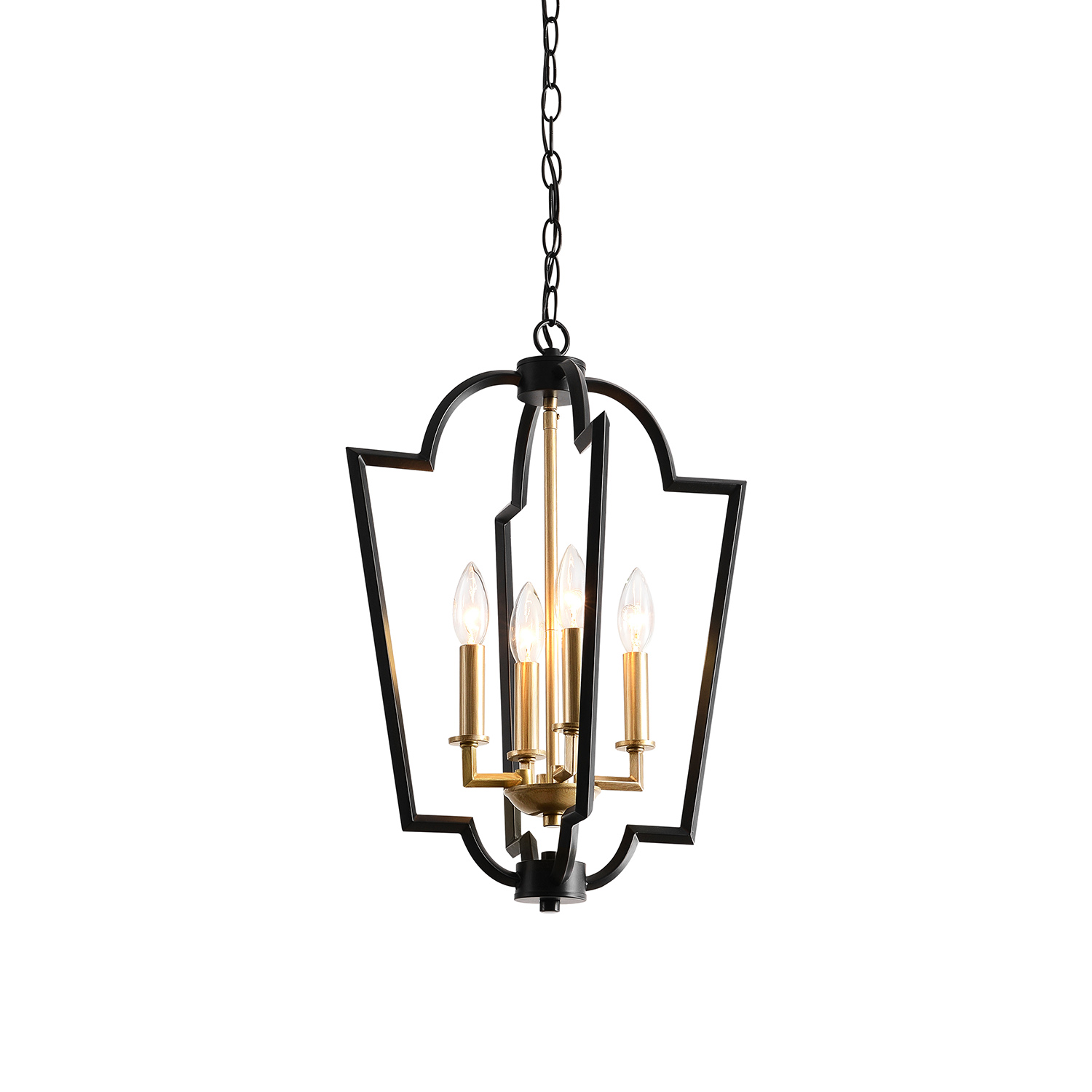 Adoncia 4-Light Black and Light Gold with Bronze Lantern Chandelier LJ-3929-BUH