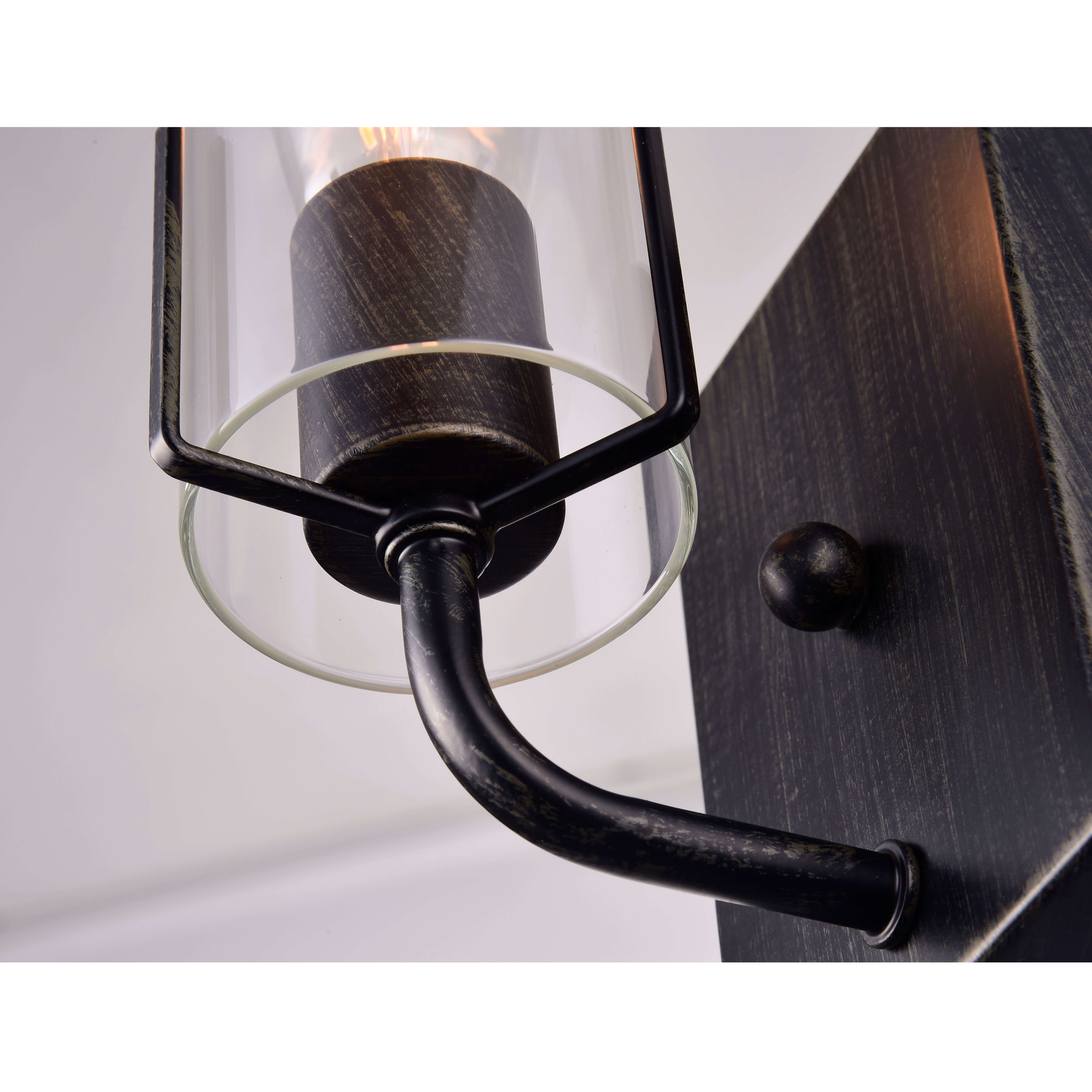 Alfreda Antique Black Wall Sconce with Clear Glass Cylinder LJ-3987-GMB