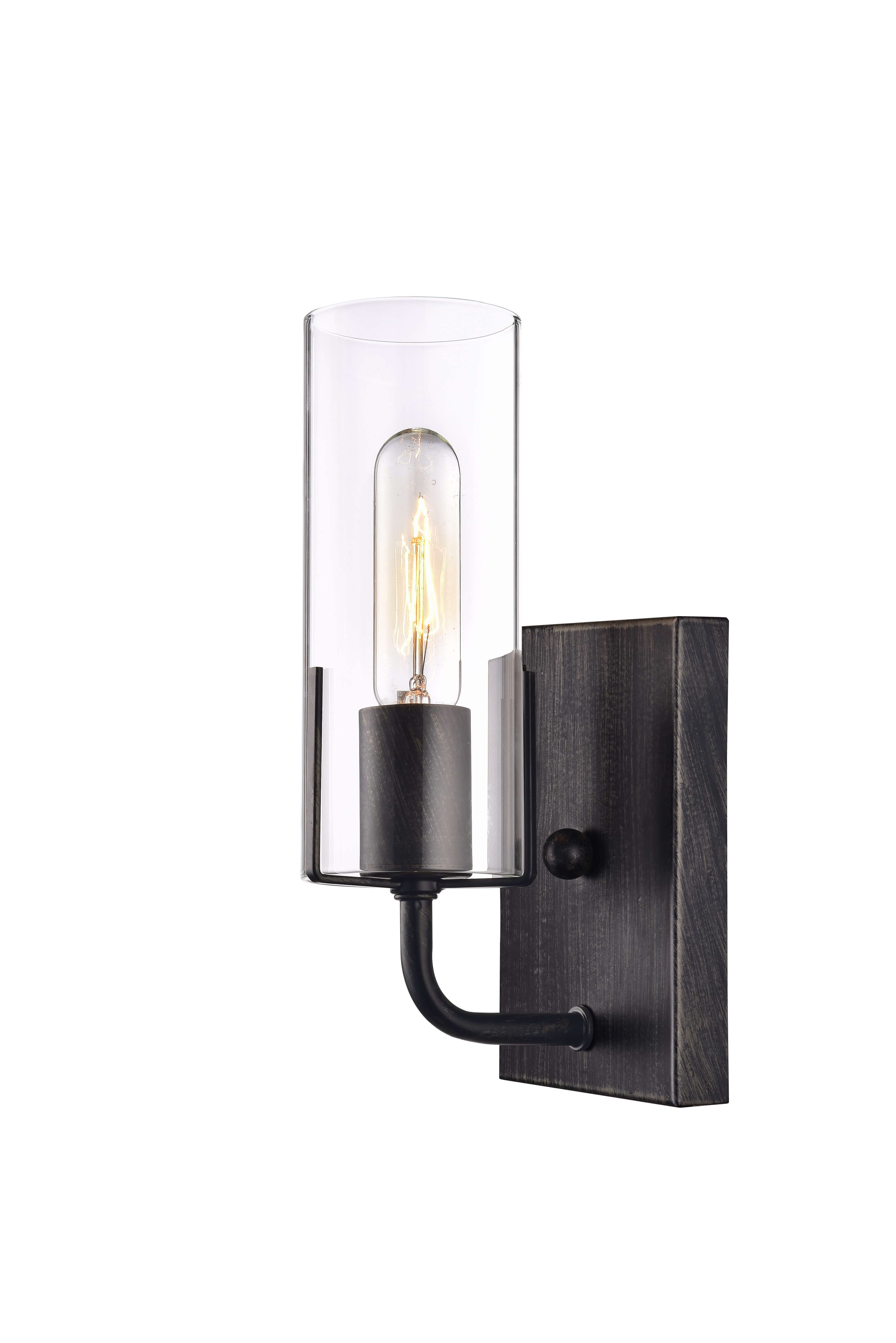 Alfreda Antique Black Wall Sconce with Clear Glass Cylinder LJ-3987-GMB
