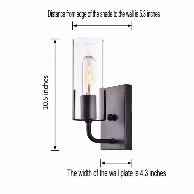 Alfreda Antique Black Wall Sconce with Clear Glass Cylinder LJ-3987-GMB