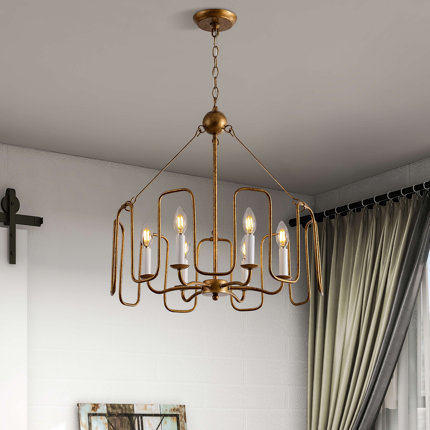 Aurelia 6-light Rustic Gold Finish Metal Drum Cage Chandelier LJ-4059-RDS