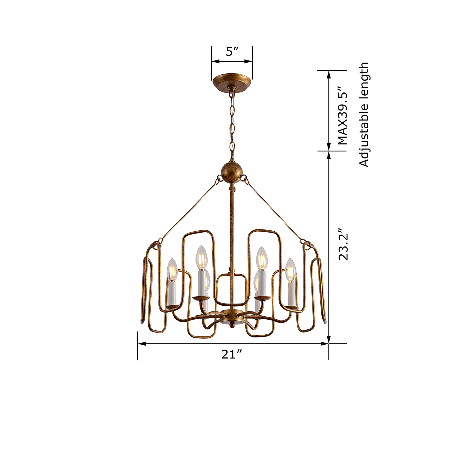 Aurelia 6-light Rustic Gold Finish Metal Drum Cage Chandelier LJ-4059-RDS