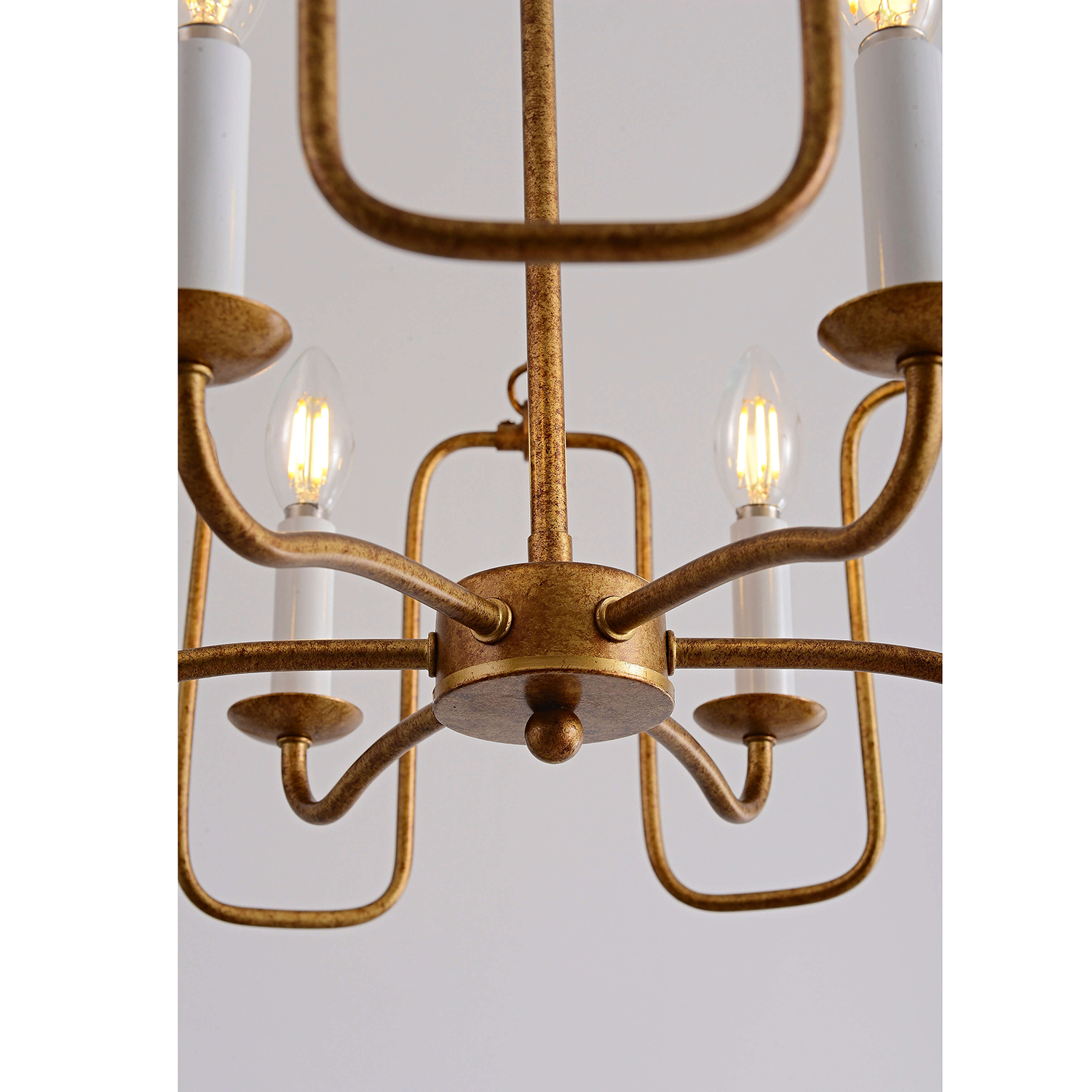 Aurelia 6-light Rustic Gold Finish Metal Drum Cage Chandelier LJ-4059-RDS