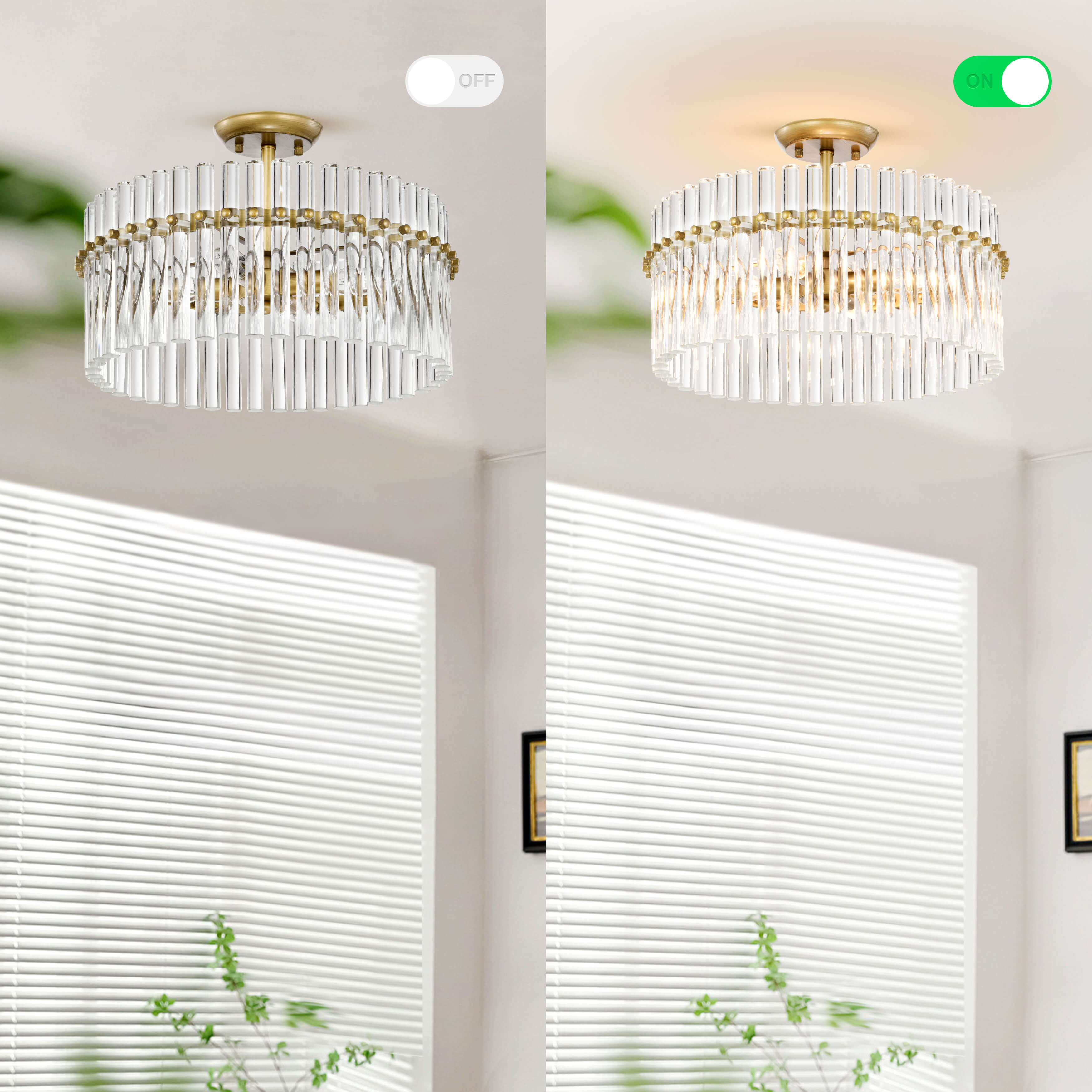 Casandra 4-light Brushed Brass Crystal Flush Mount LJ-4138-YQA